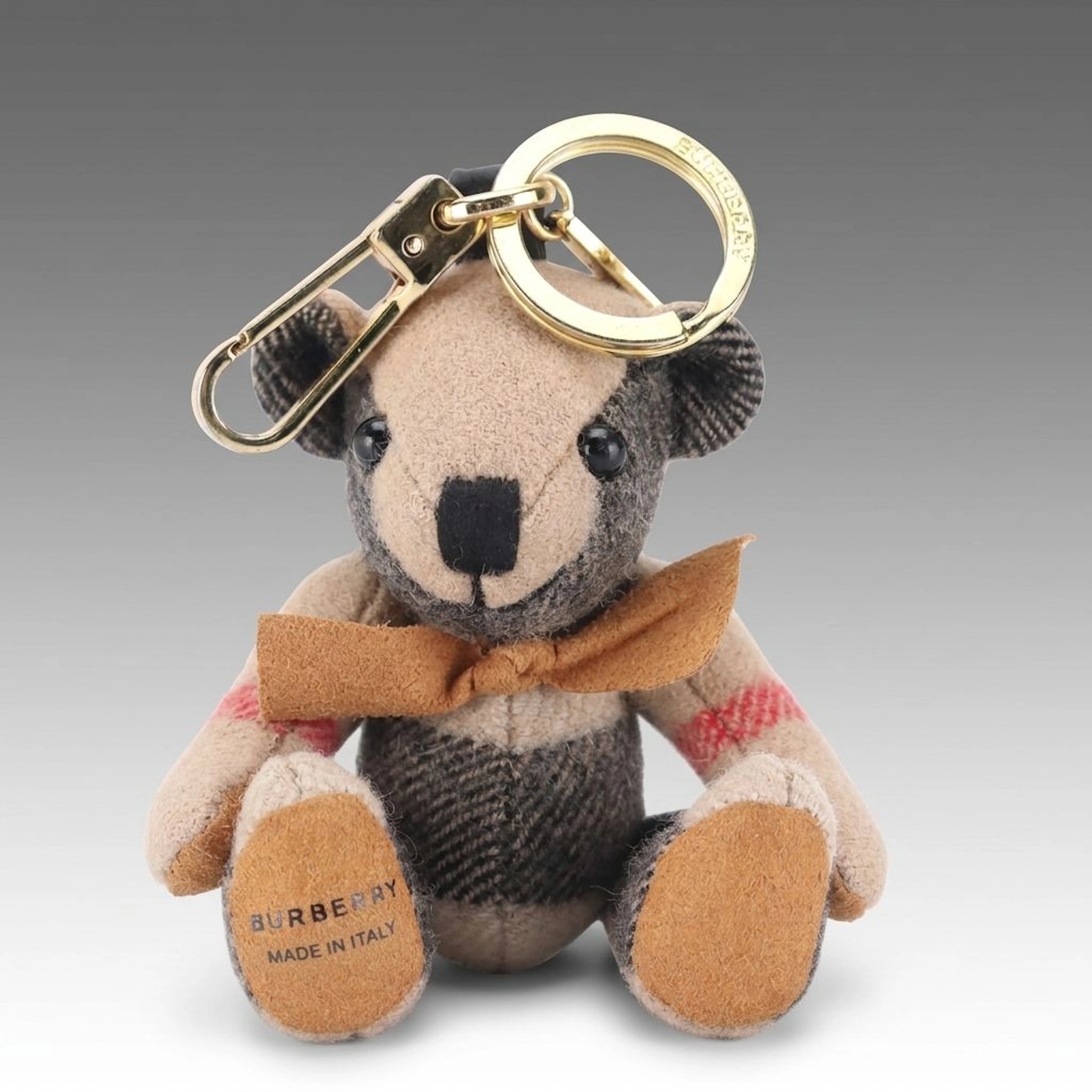 Burberry Thomas Bear Bag Charm in House Check Cashmere