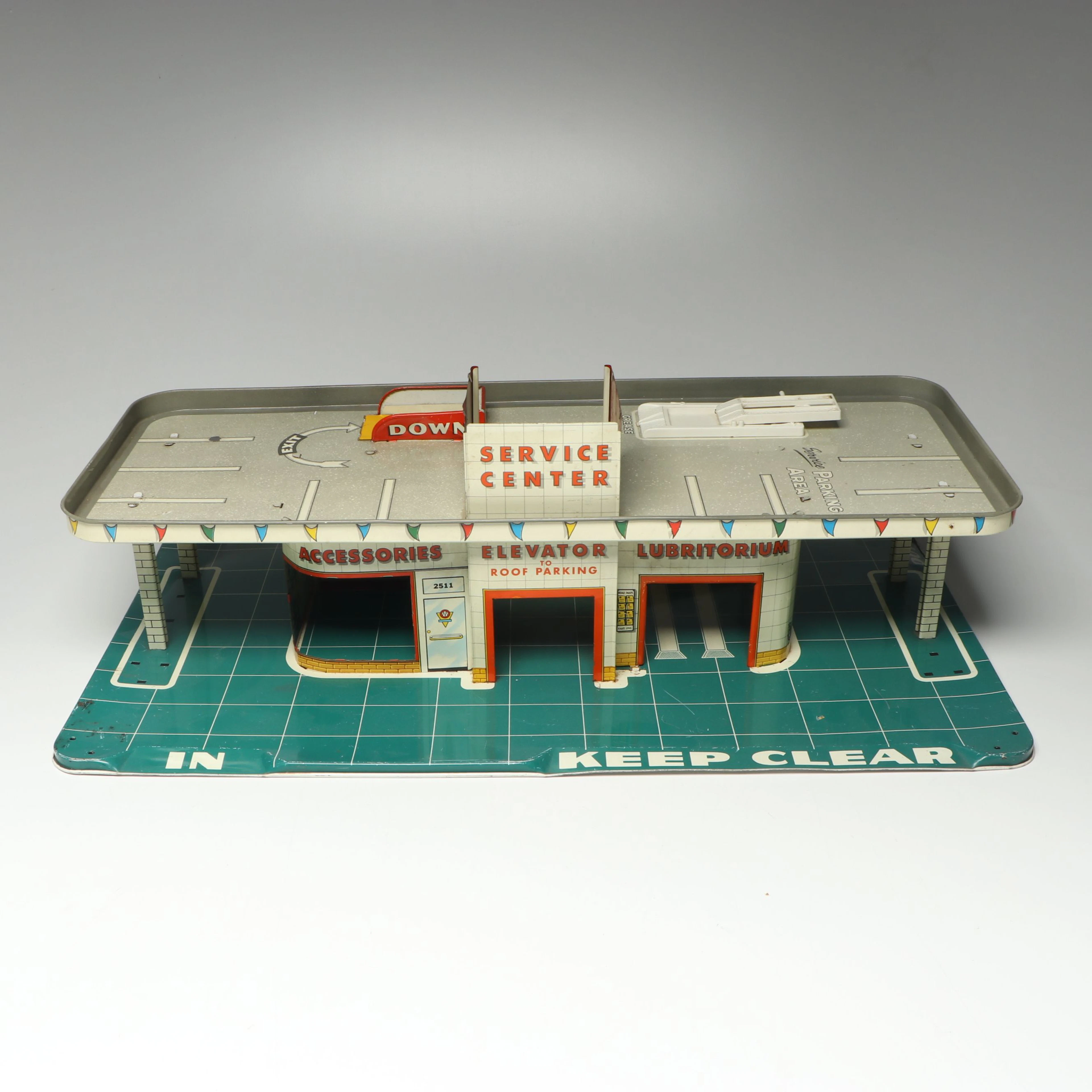 Marx "Service Center" Tin Lithograph Toy, Mid-20th Century