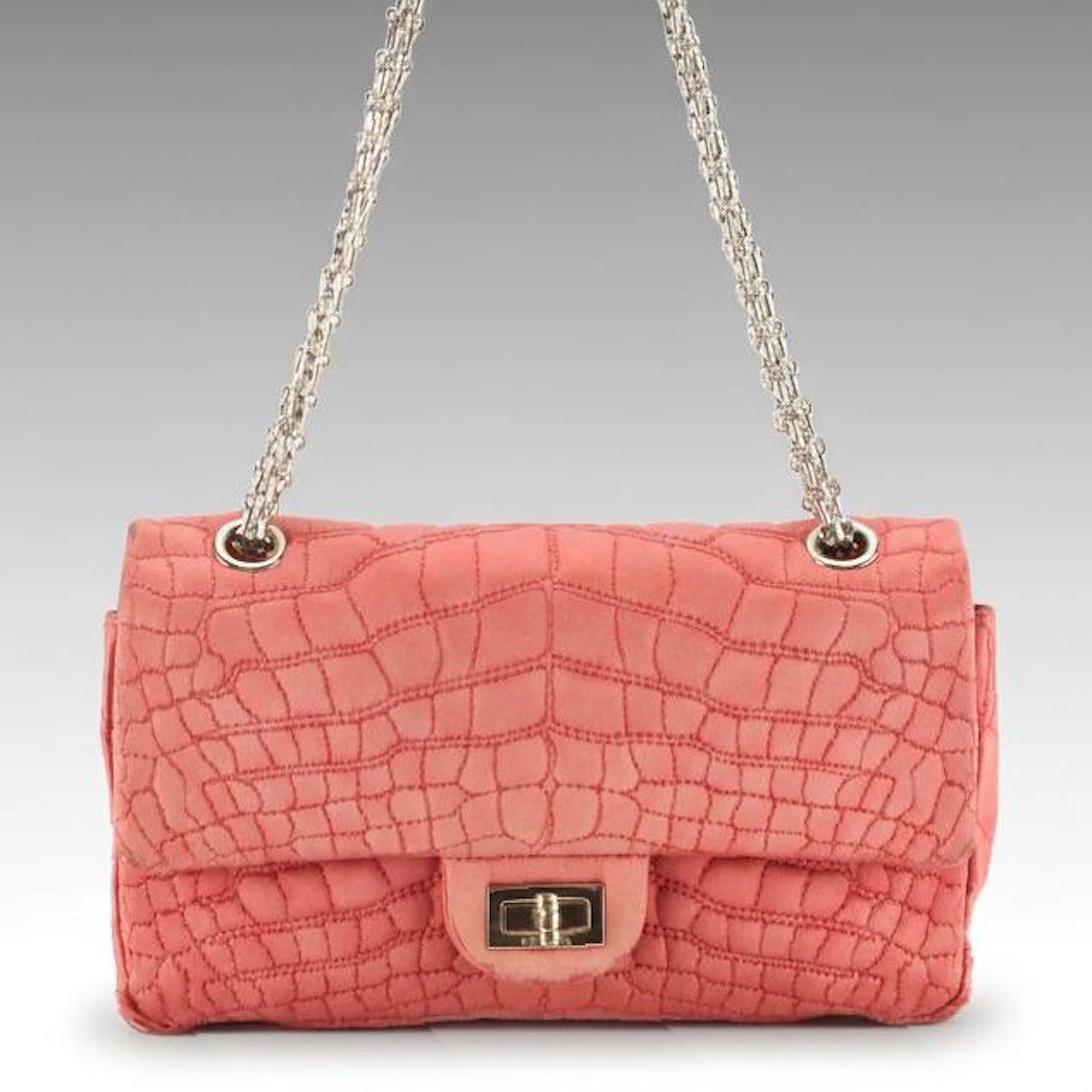 Chanel 2.55 Reissue Flap Chain Bag in Crocodile Quilted Silk