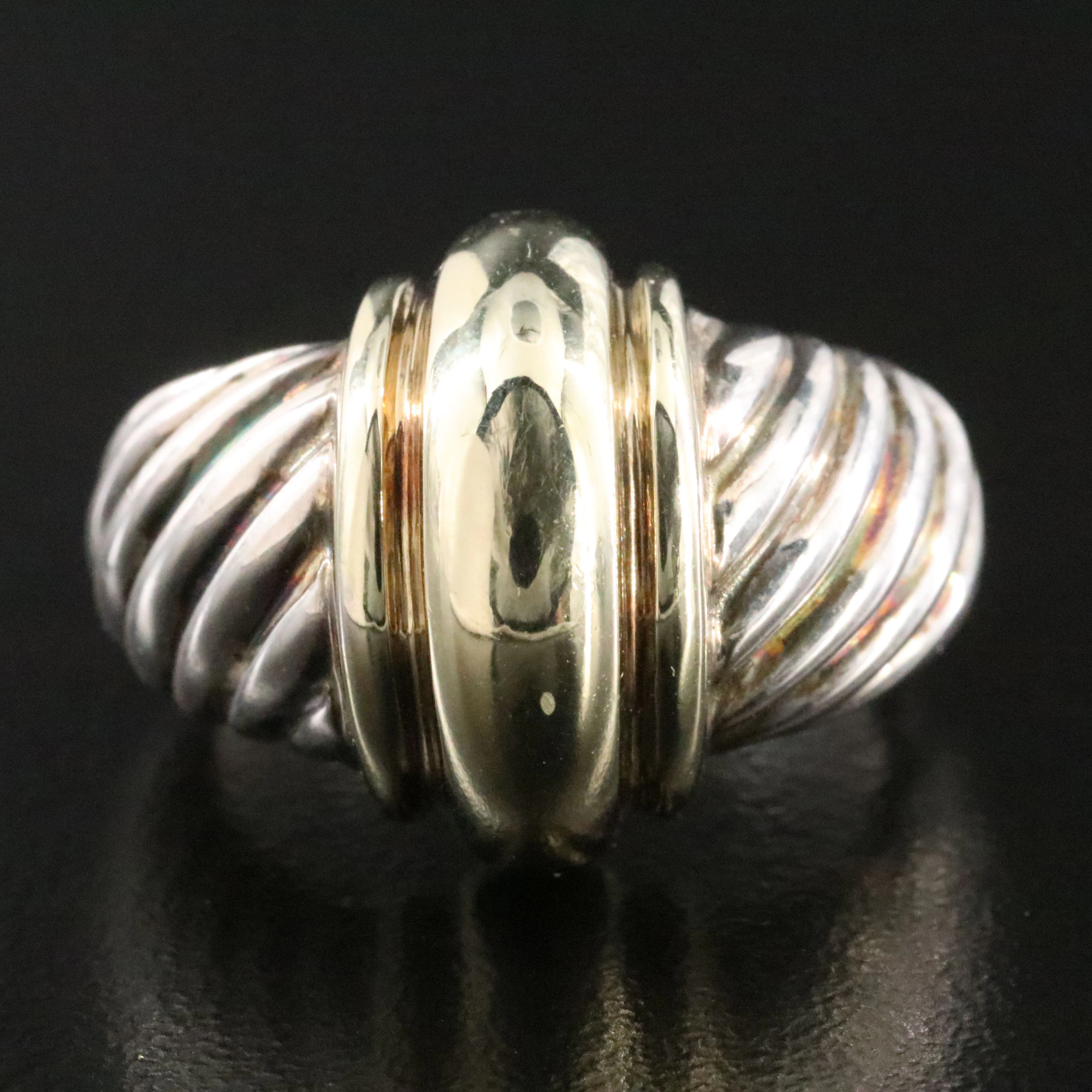 David Yurman Sterling and 14K Cable Dome Ring