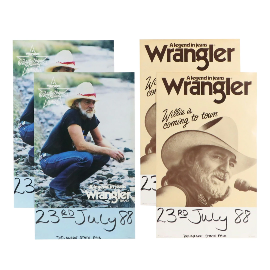 Wrangler x Willie Nelson Promotional Posters "A Legend in Jeans," 1980s