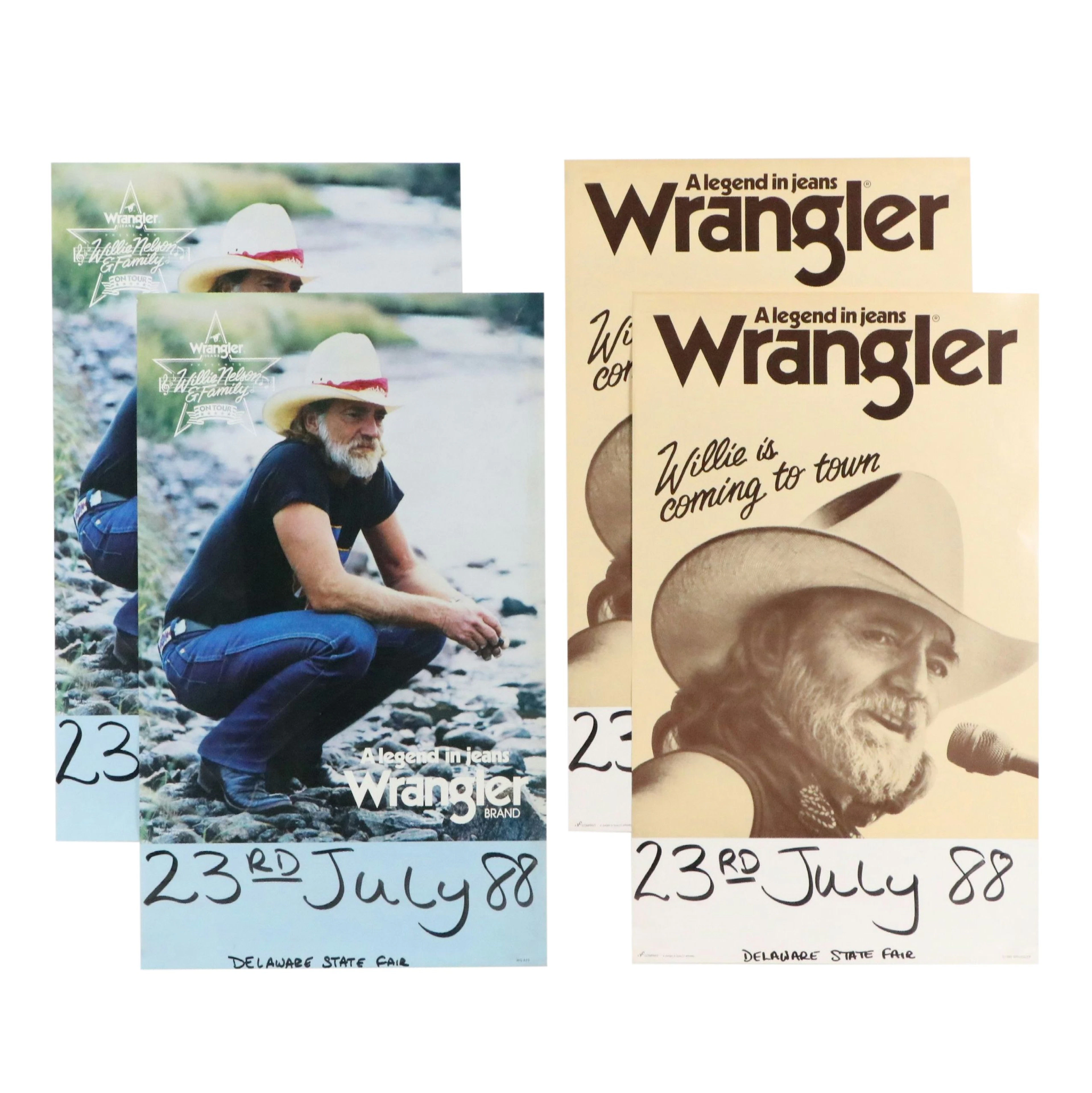Wrangler x Willie Nelson Promotional Posters "A Legend in Jeans," 1980s