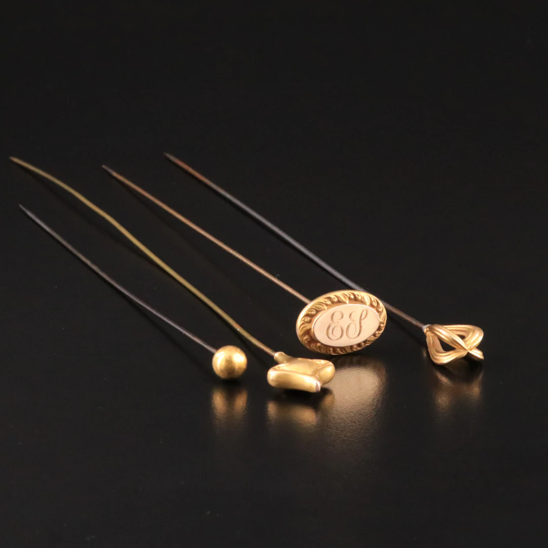 Edwardian 10K and 14K Hat Pins