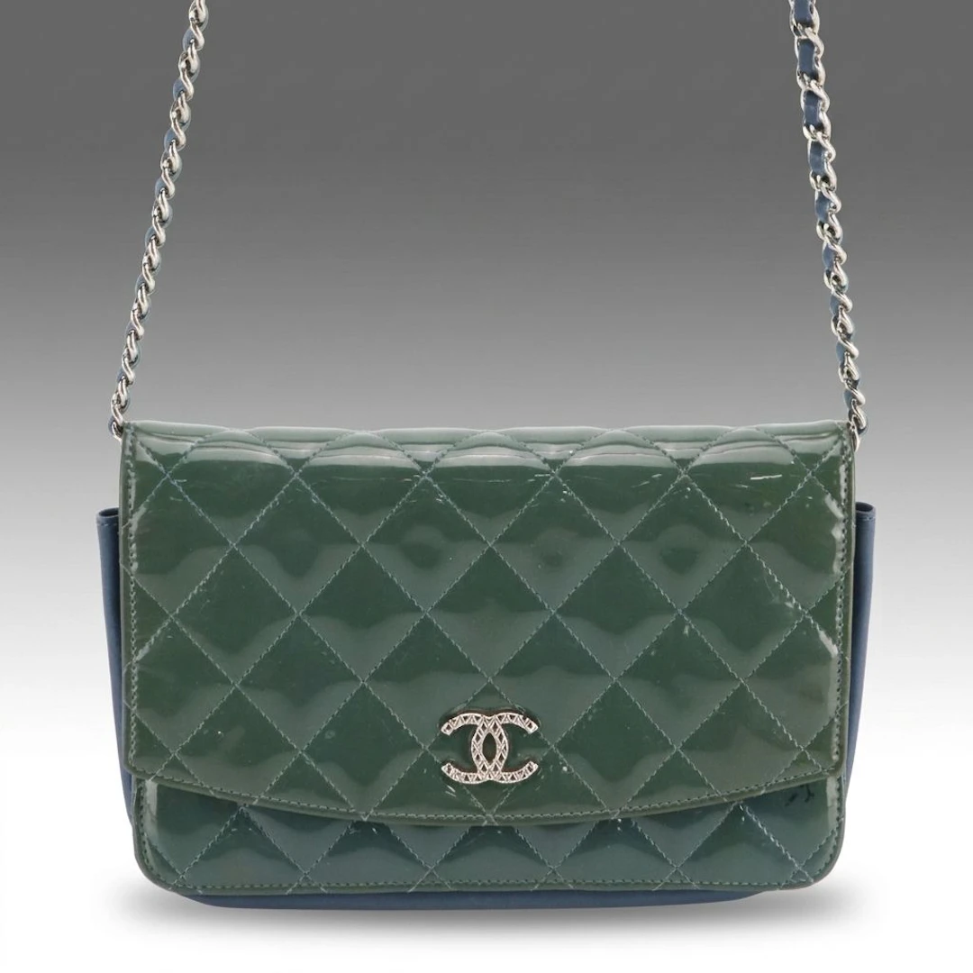 Chanel Classic Quilted Patent Leather Wallet-on-Chain Flap Crossbody Bag