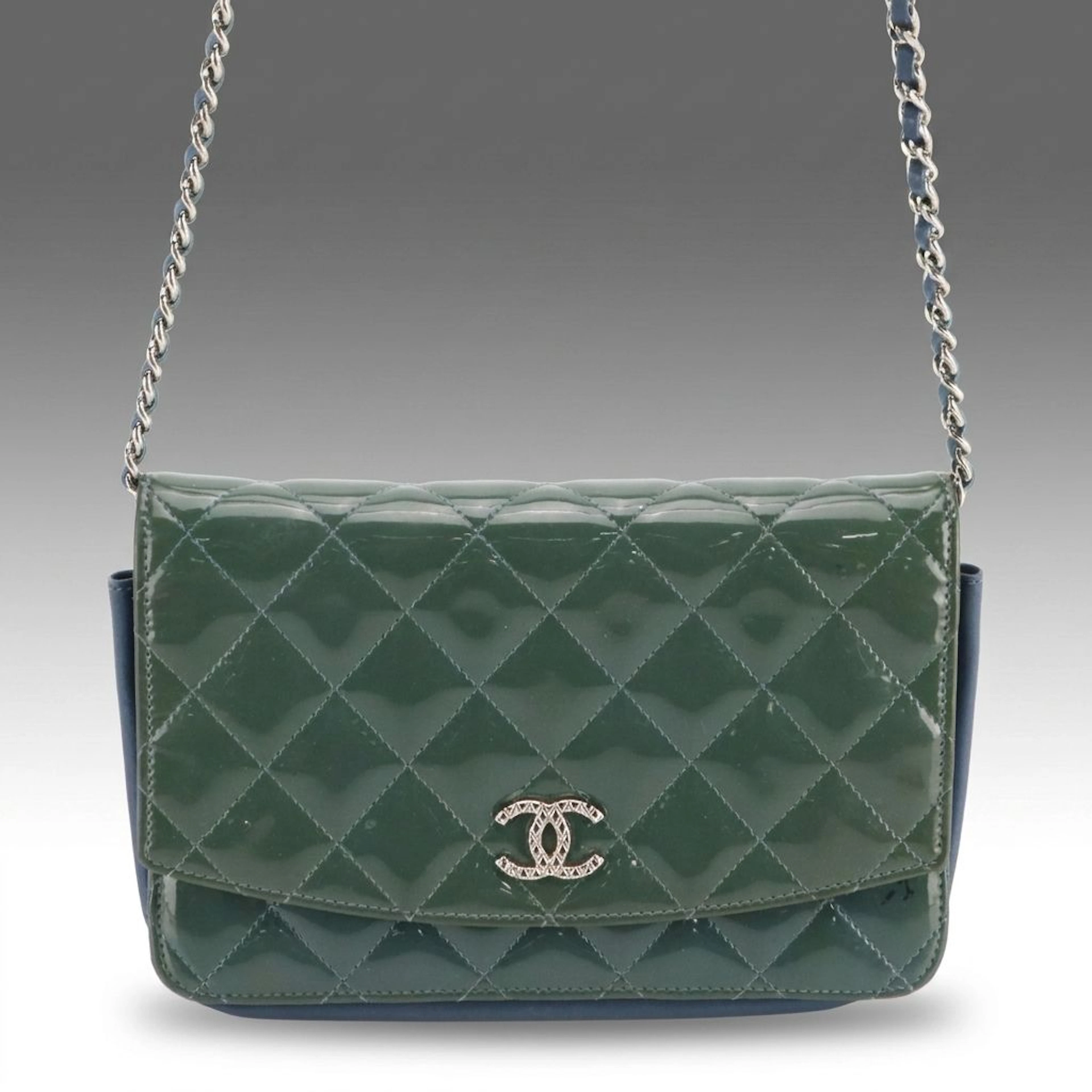 Chanel Classic Quilted Patent Leather Wallet-on-Chain Flap Crossbody Bag
