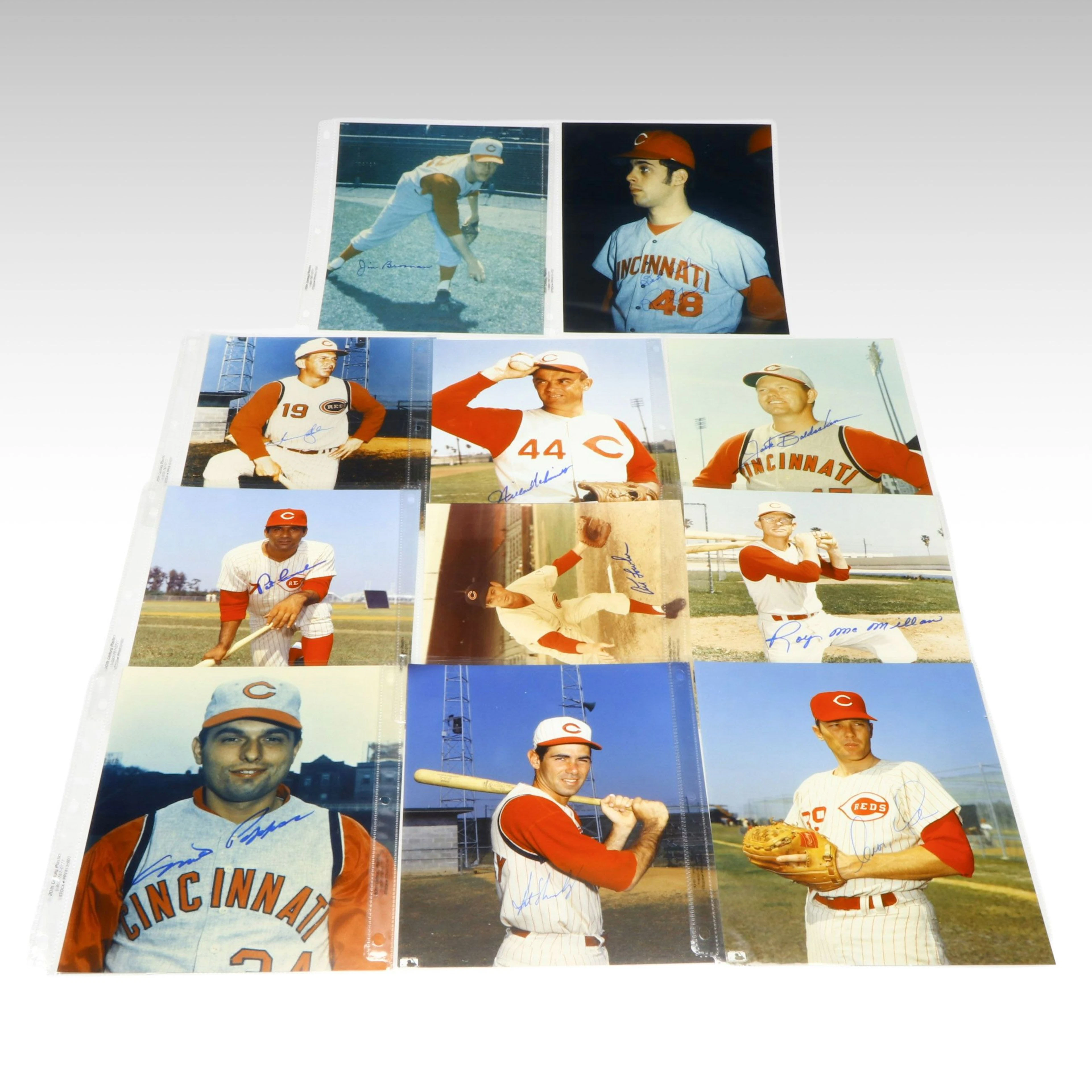 Tommy Helms, Milt Pappas, and Other Signed Cincinnati Reds Baseball Prints
