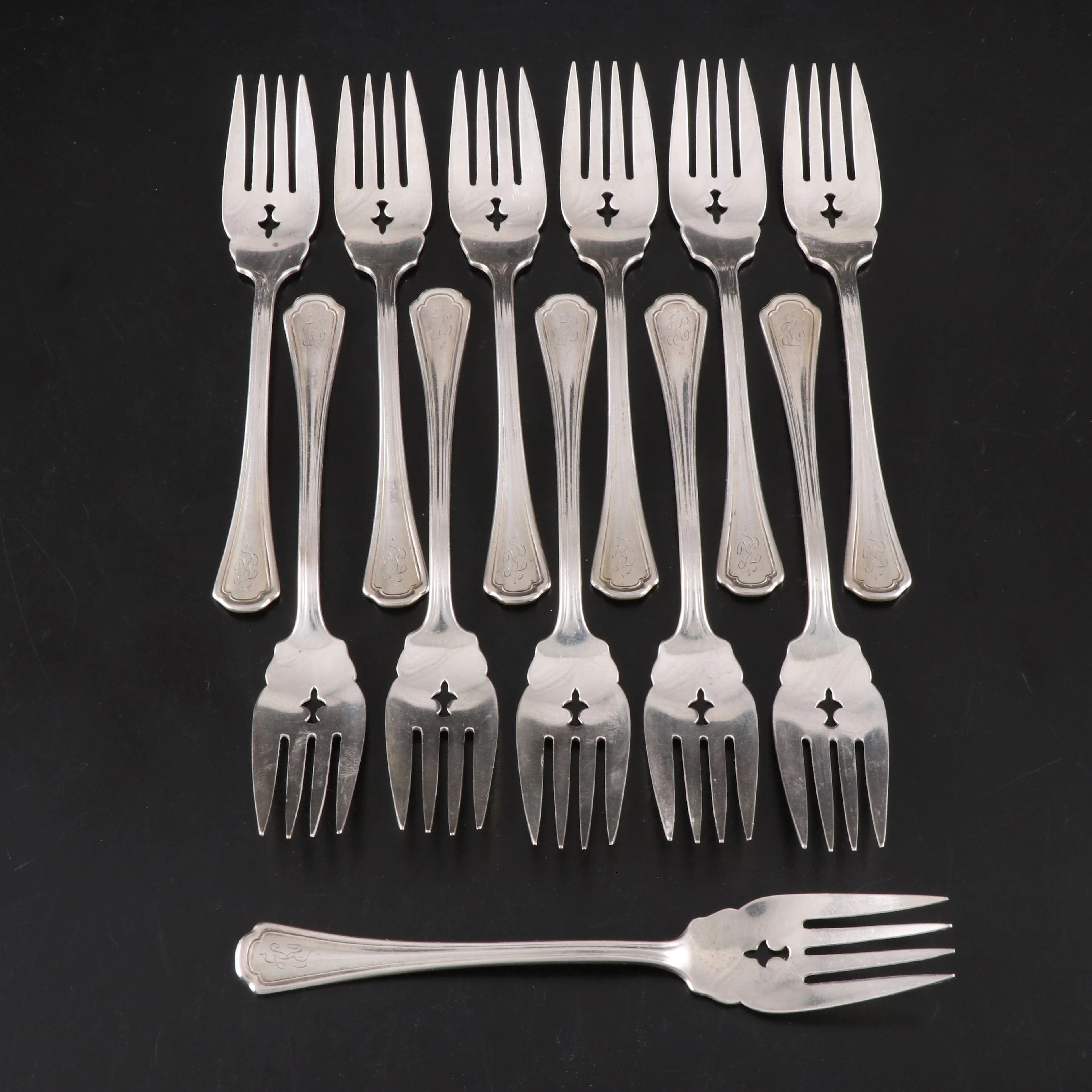 Reed & Barton "Clovelly" Sterling Silver Salad Forks, 1912-1965