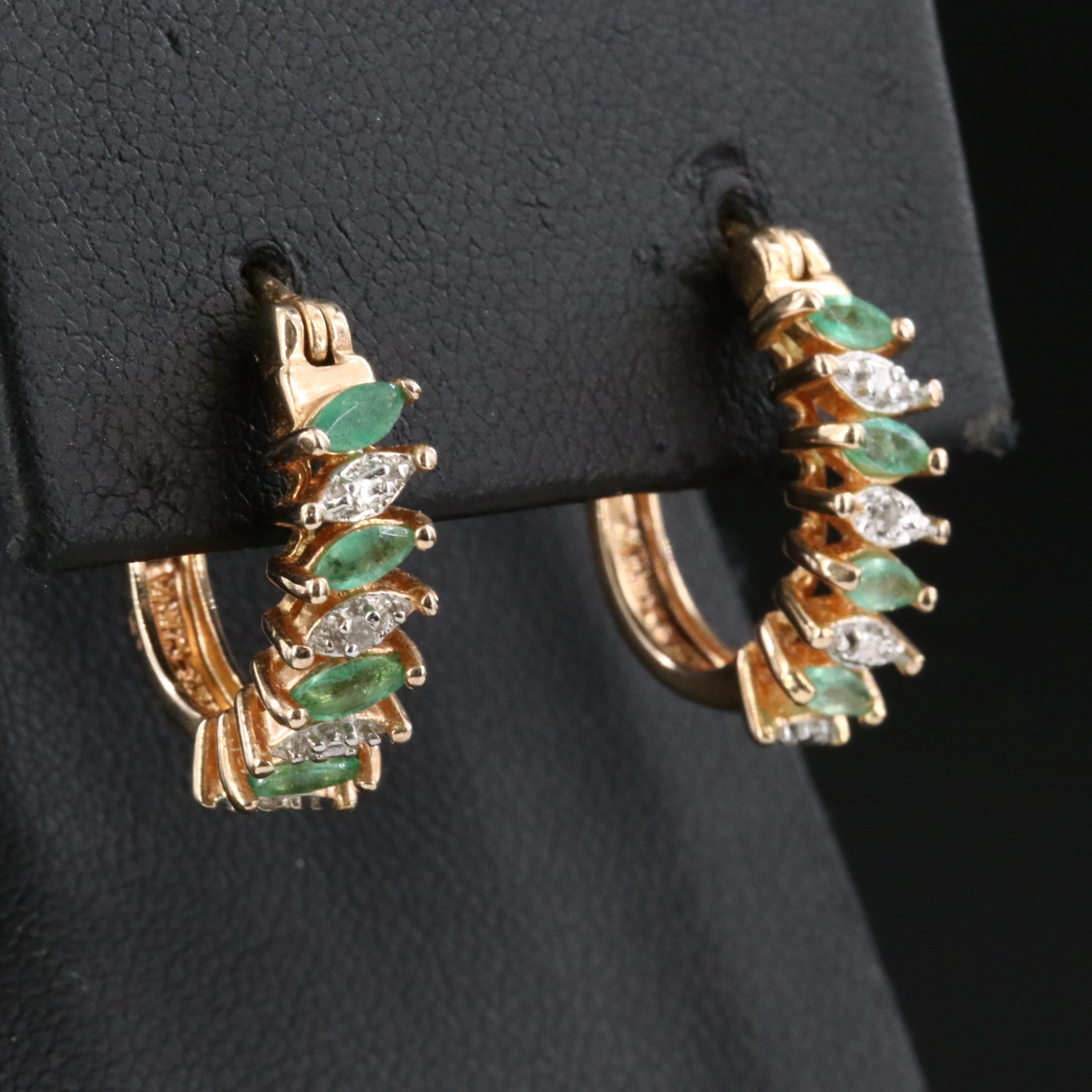Sterling Emerald and Diamond Earrings
