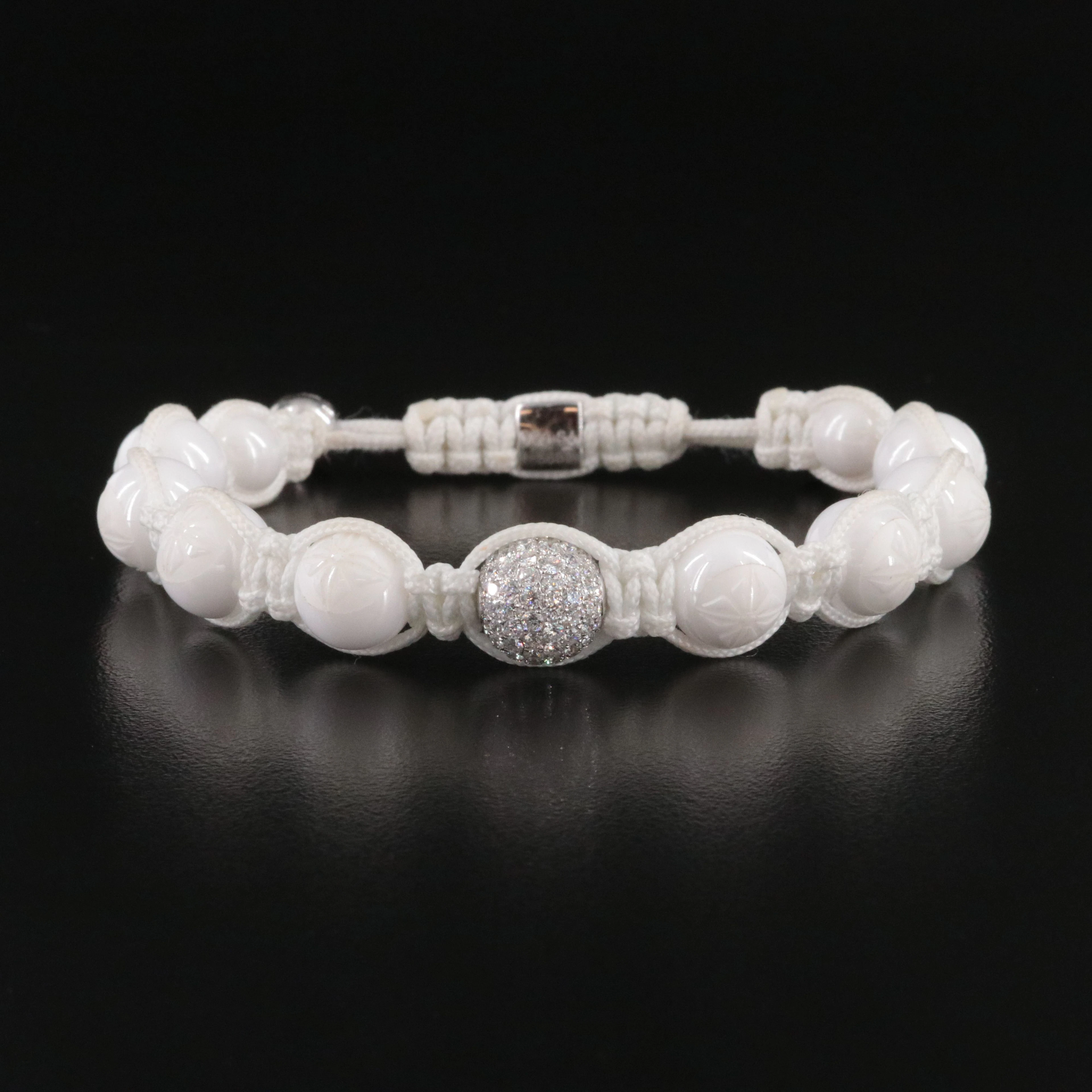 Shamballa Jewels 18K and Ceramic 2.15 CTW Diamond Pavé Bead Bracelet