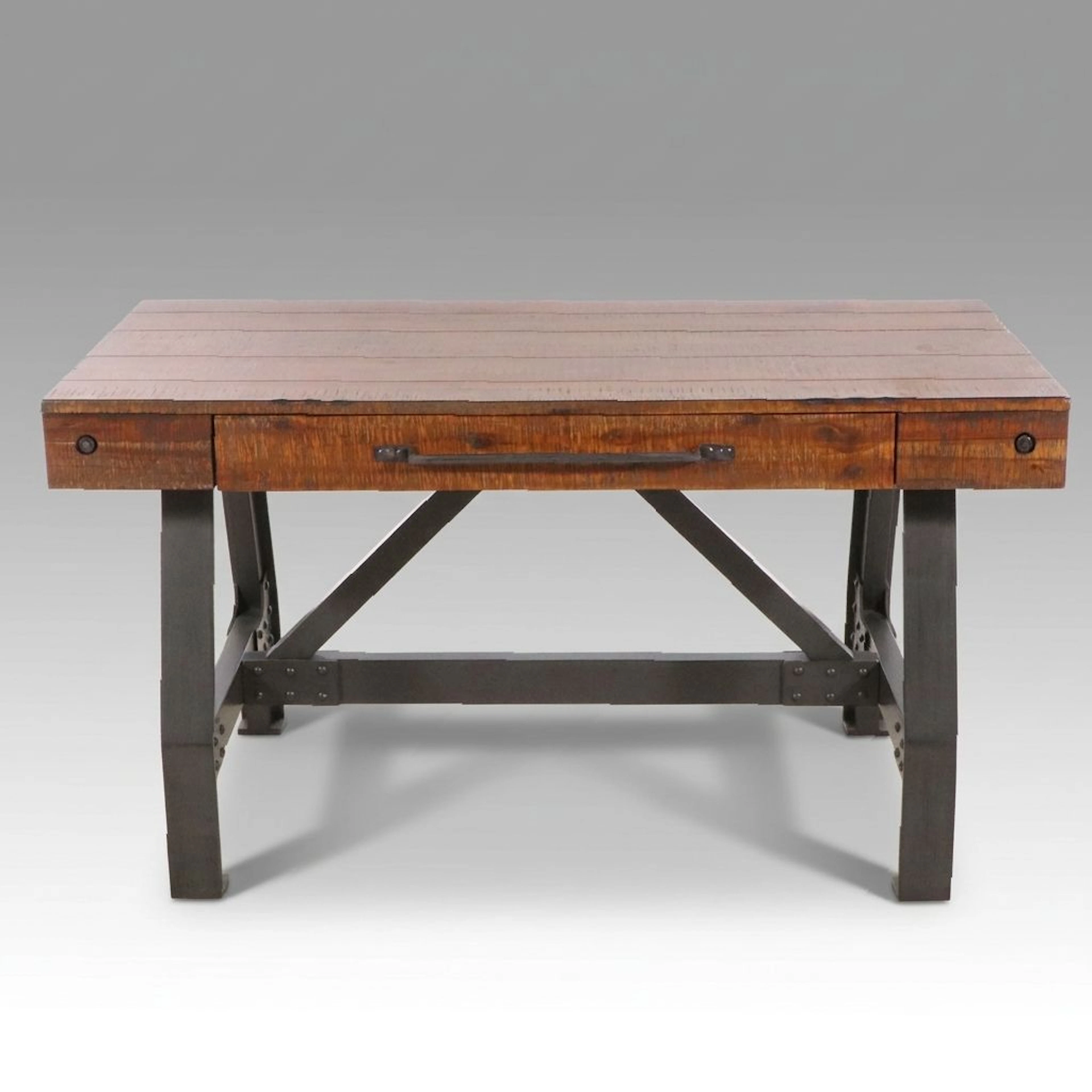 Industrial Style Wood and Iron Single-Drawer Desk, 2016