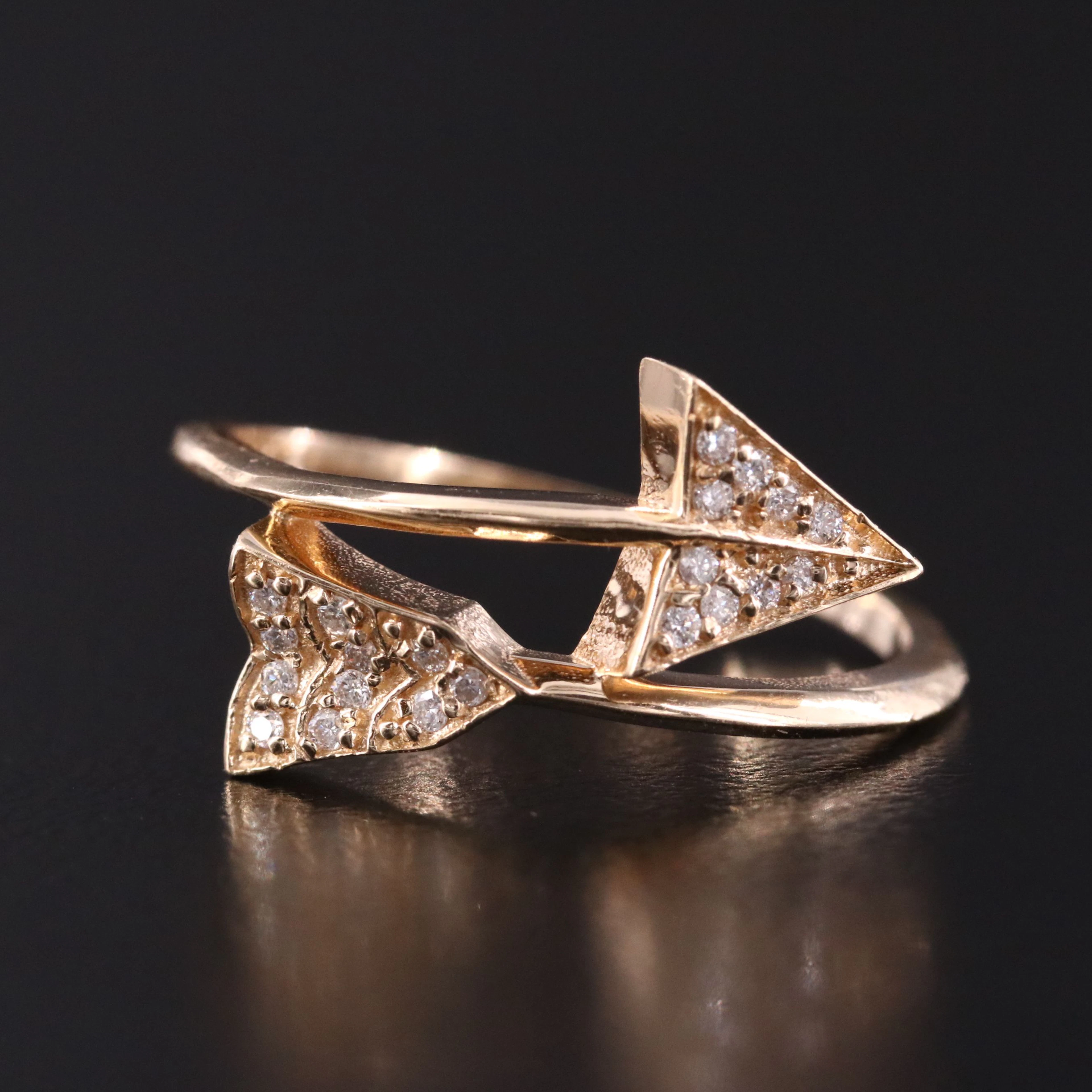 14K 0.12 CTW Pave' Diamond Arrow Ring