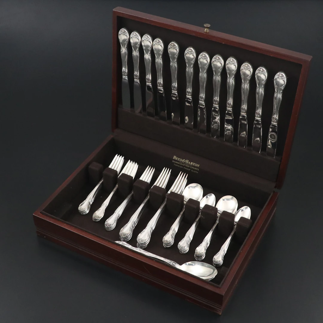 Gorham "New Elegance" Silver Plate Flatware with Wooden Case