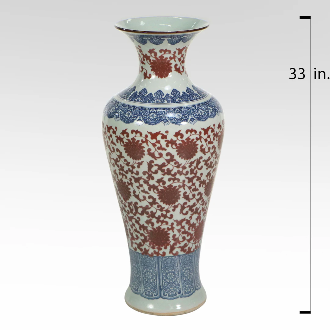 Oversized Chinese Ornate Porcelain Meiping Vase, 20th Century