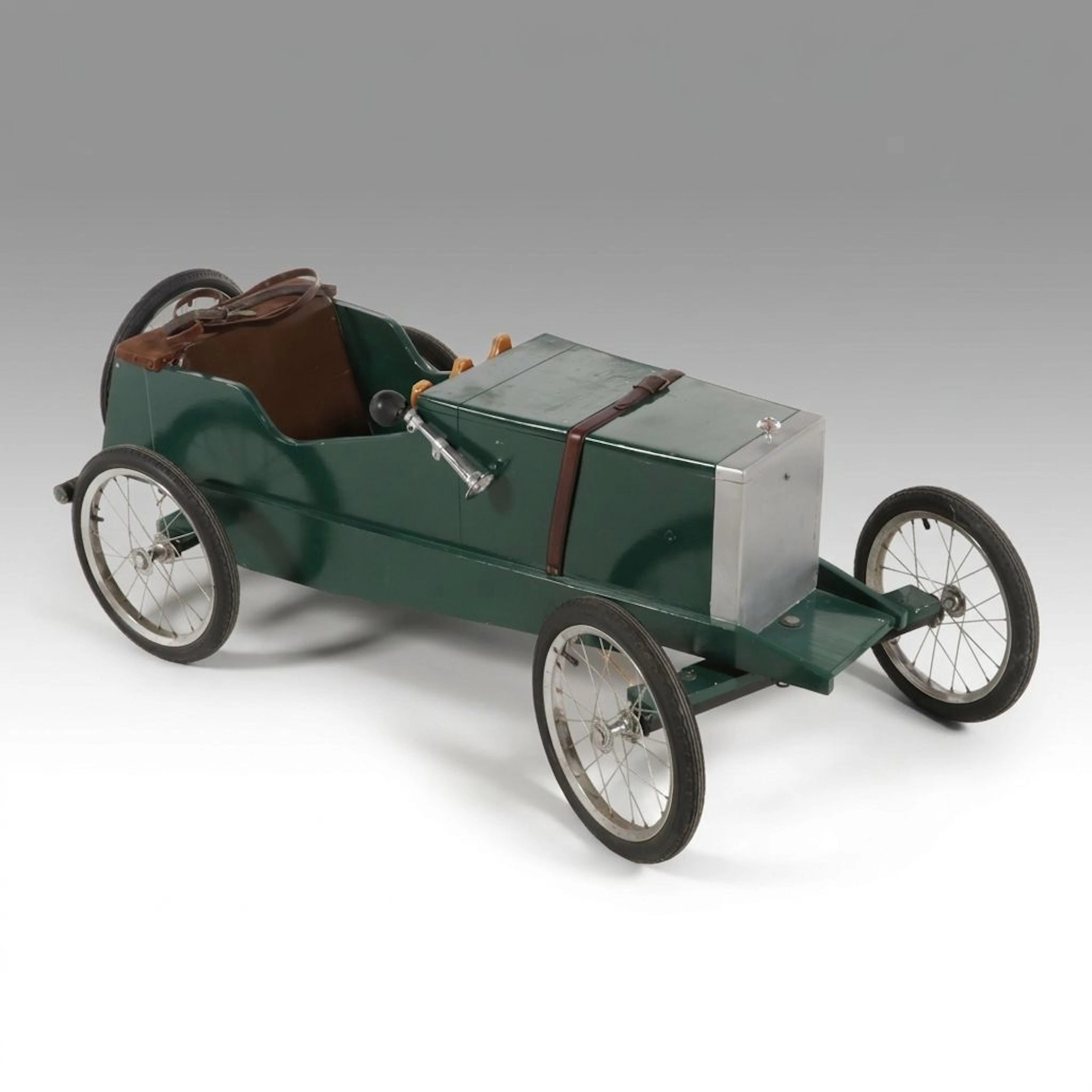 Vintage Handcrafted Green Wooden Soapbox Car