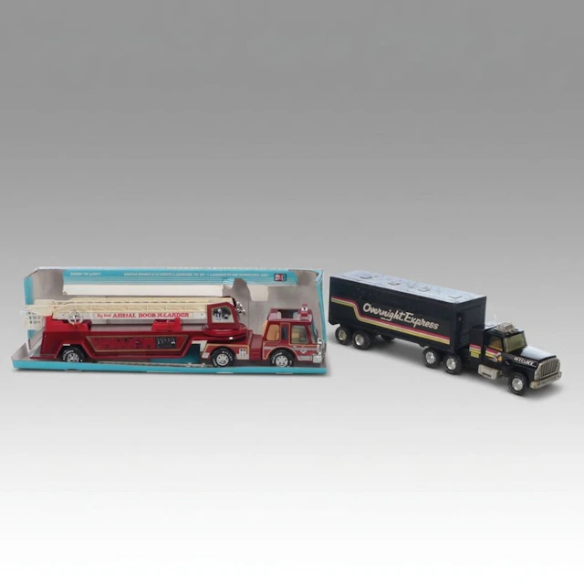 Nylint Pressed Steel Toy Fire Truck and Semi Truck, Late 20th Century