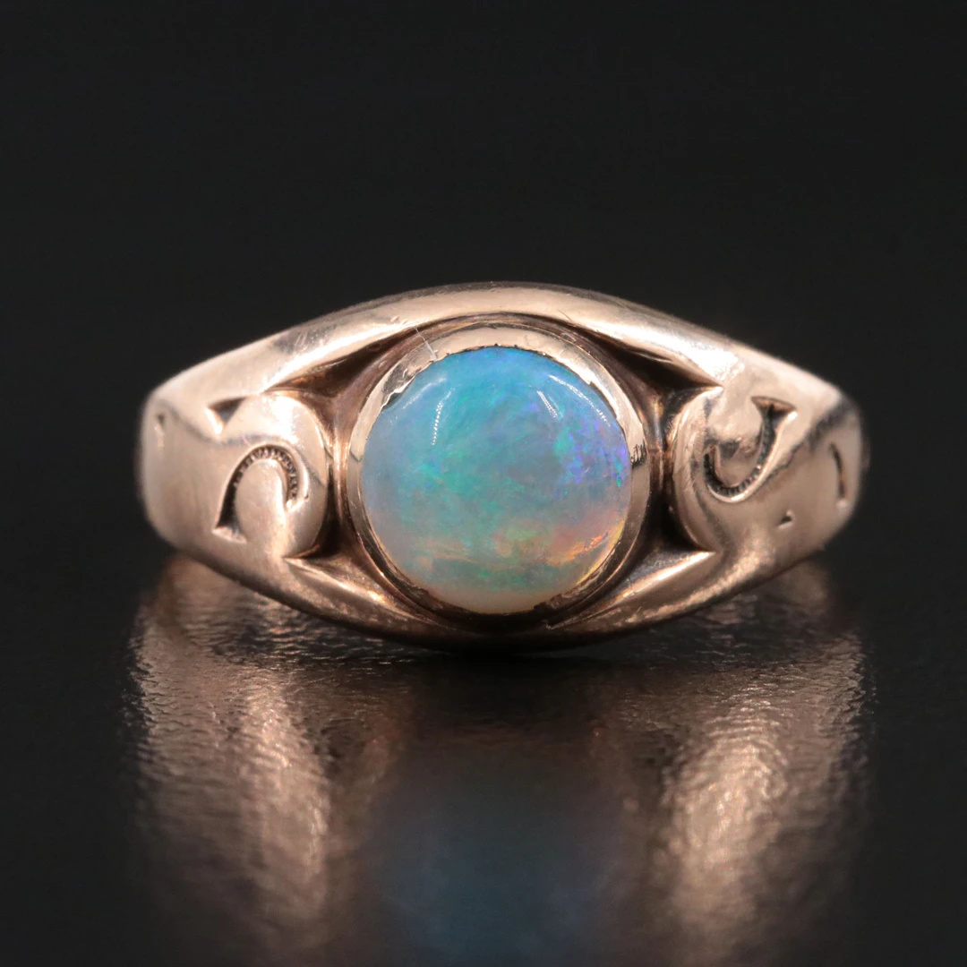 Antique 9K Rose Gold Opal Ring