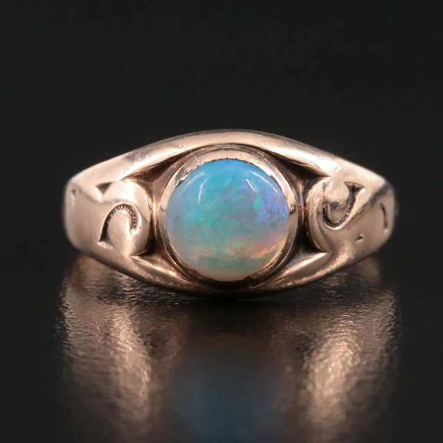 Antique 9K Rose Gold Opal Ring