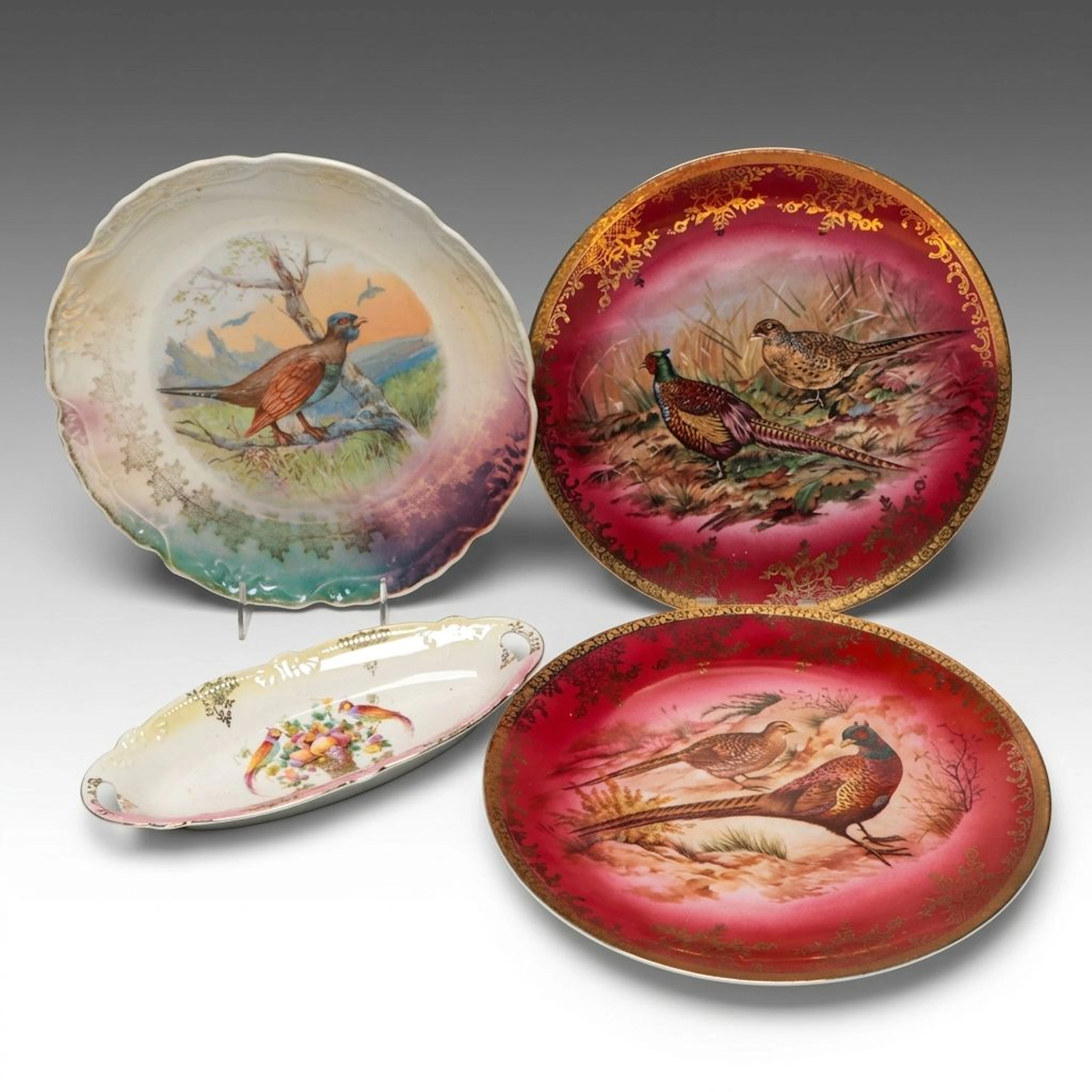 STW Bavaria Porcelain Game Bird Plates with More German Porcelain Serveware