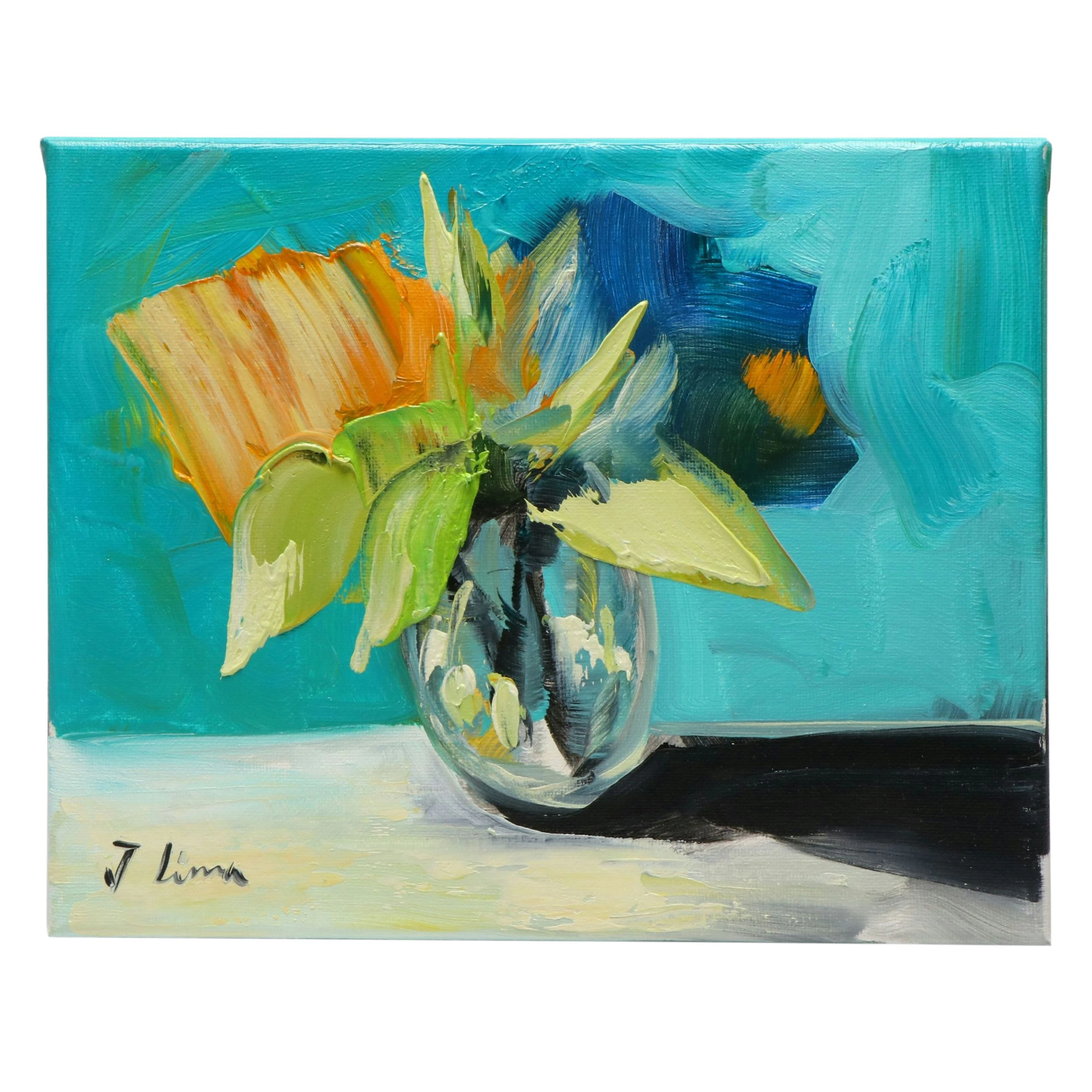 José M. Lima Stylized Floral Still Life Oil Painting, 2026