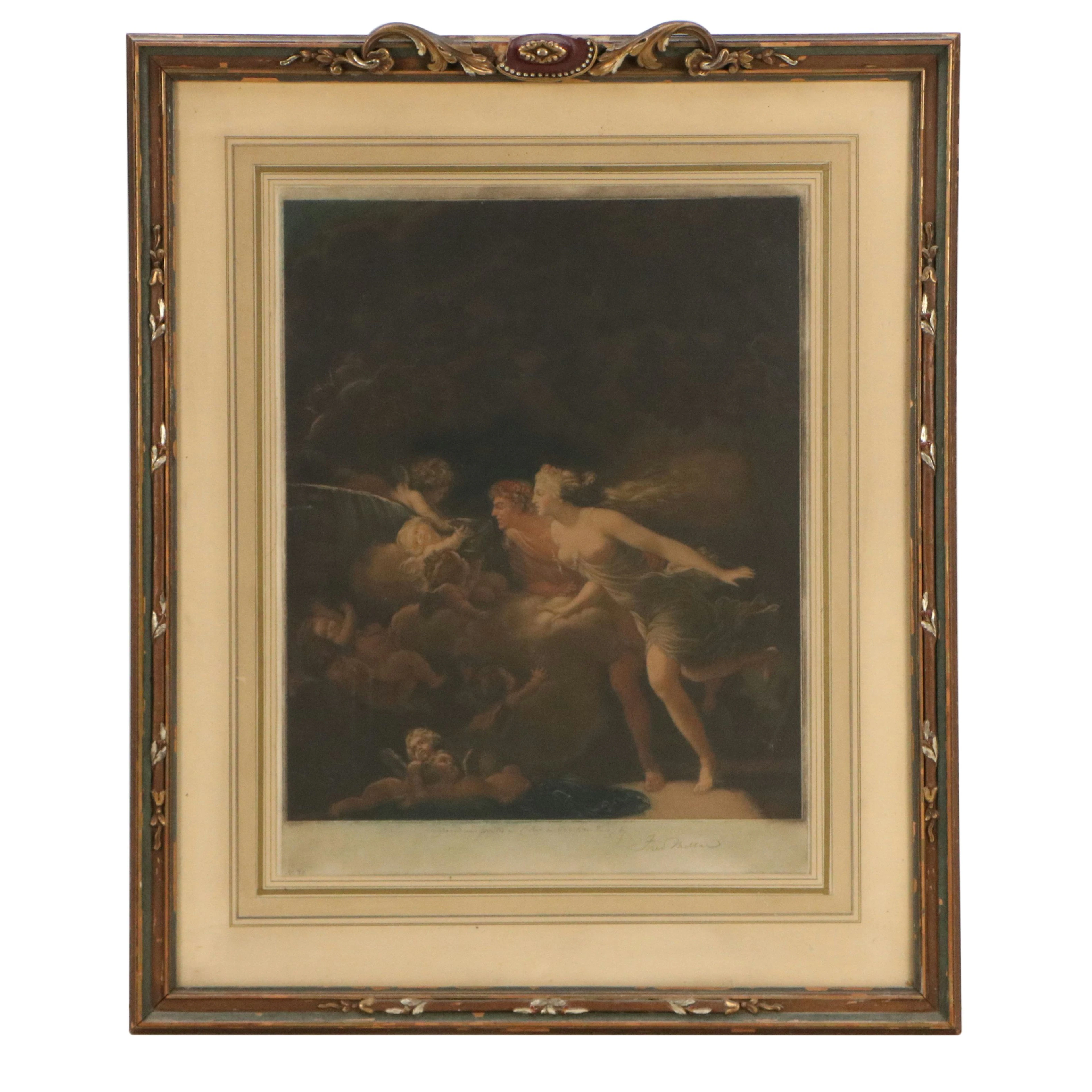 After Jean-Honoré Fragonard Engraving "Fountain of Love," 1907