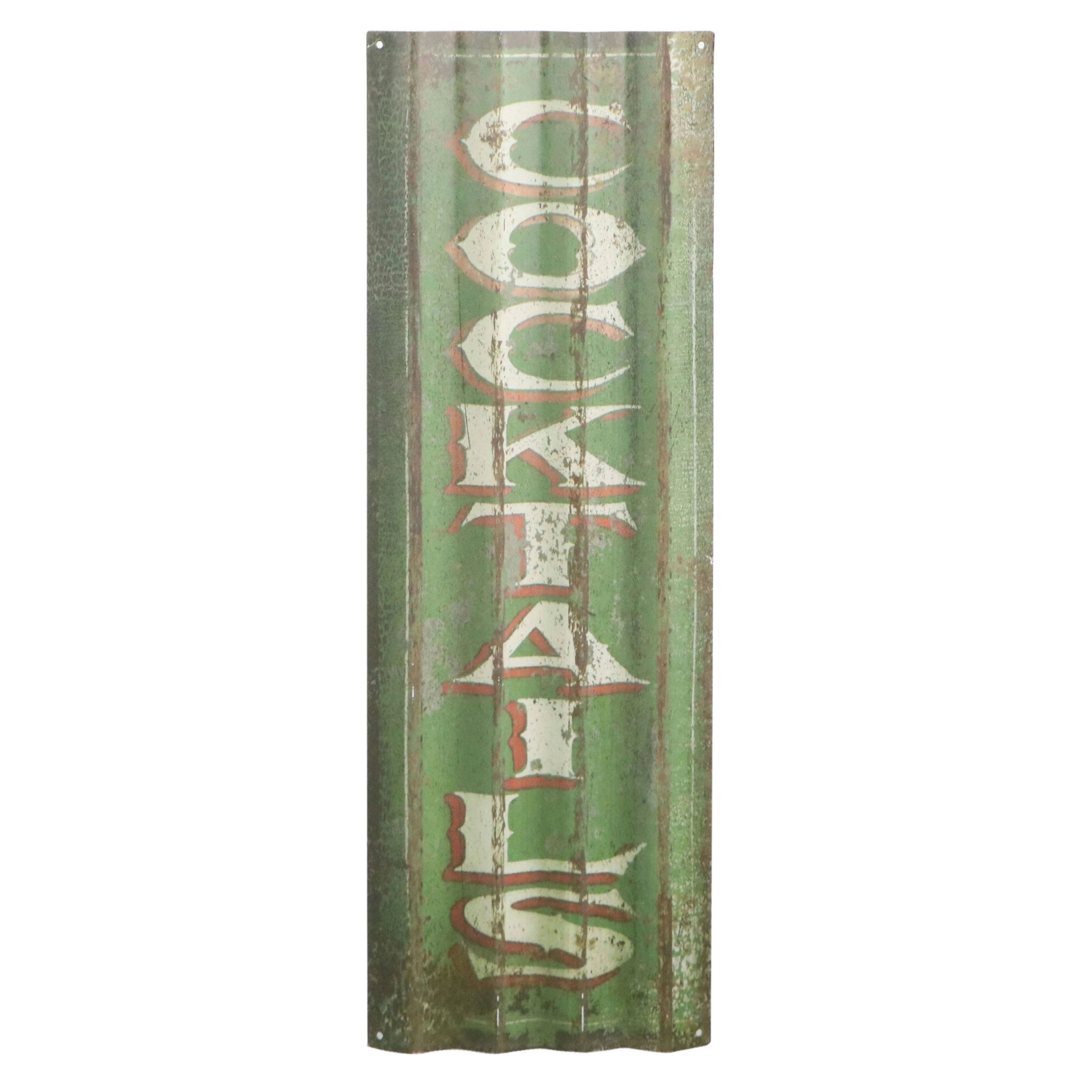 Reproduction "Cocktails" Corrugated Polychrome Metal Signed