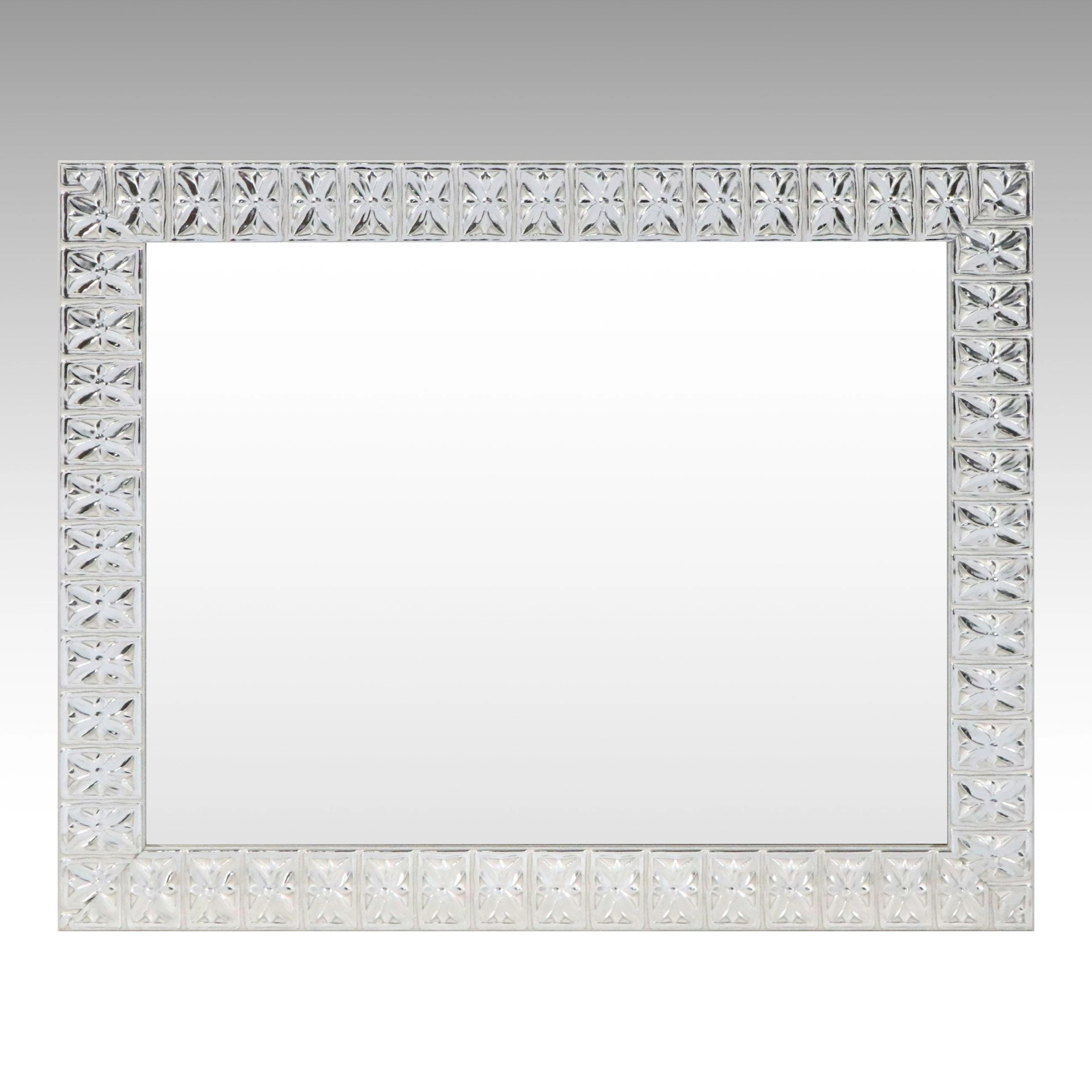 Contemporary Industrial Style Hammered Tin Framed Wall Mirror