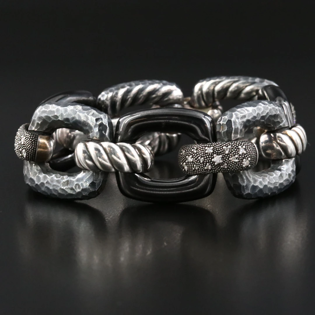 David Yurman Midnight Melange Sterling, Ceramic 0.63 CTW Diamond Bracelet