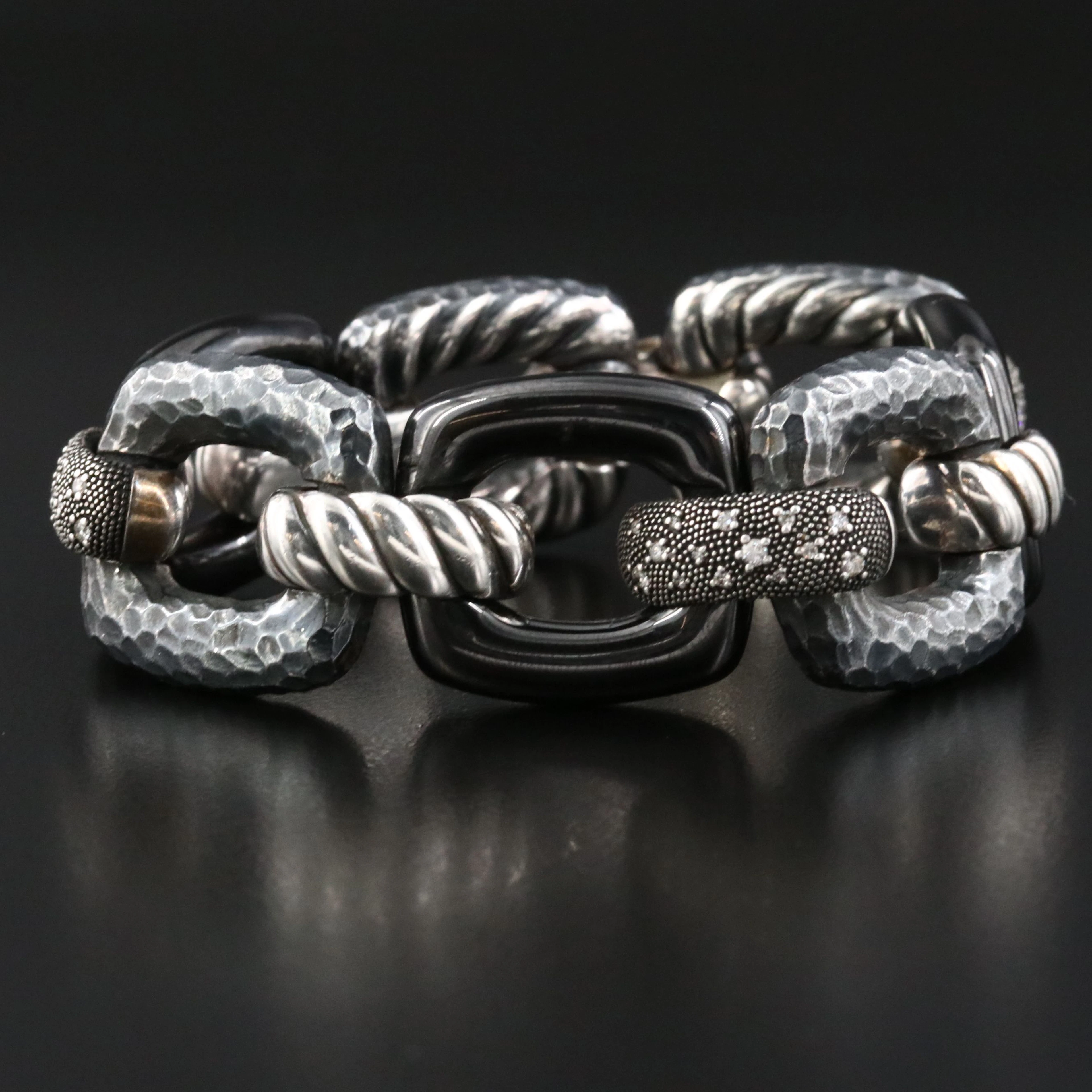 David Yurman Midnight Melange Sterling, Ceramic 0.63 CTW Diamond Bracelet