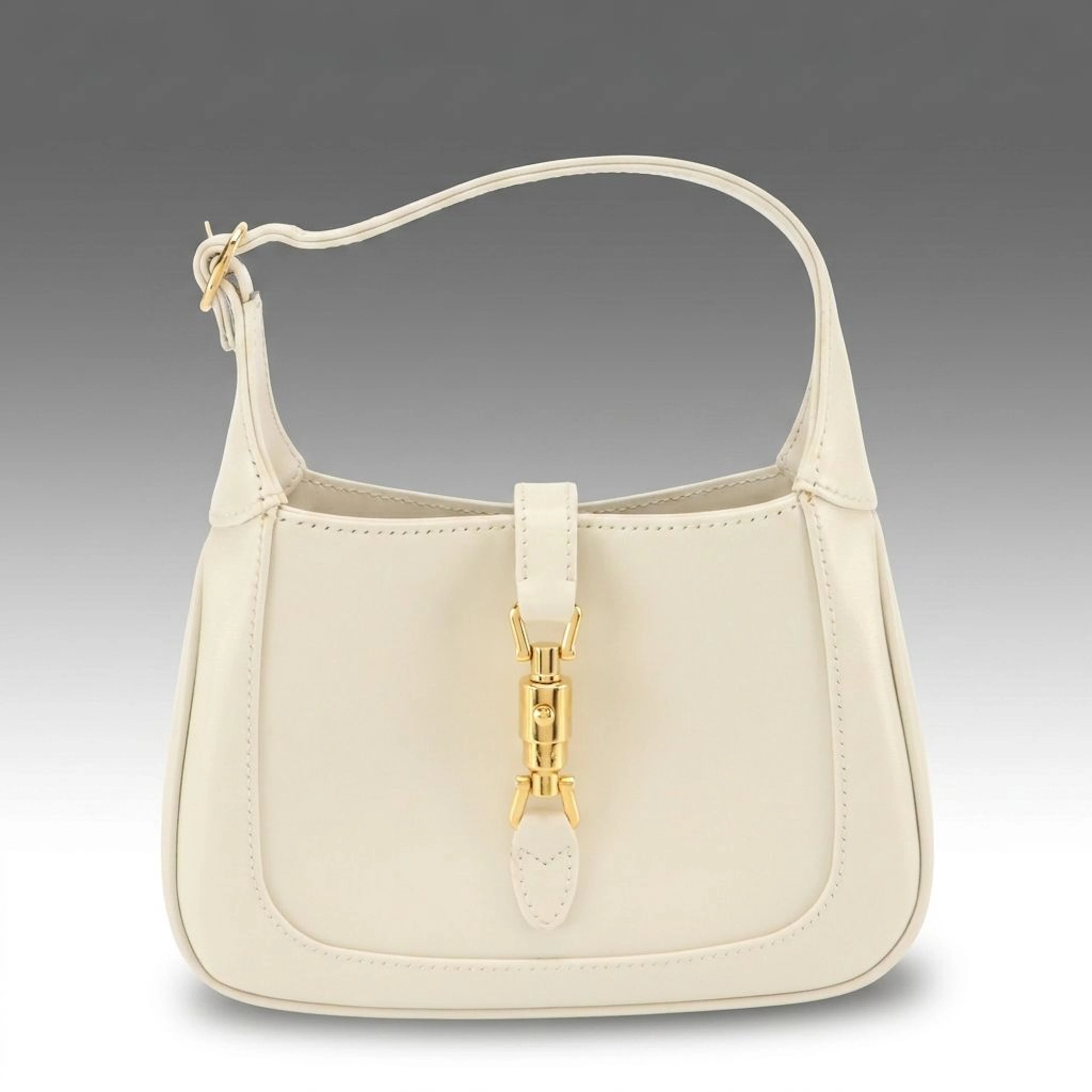 Gucci Small Jackie 1961 Hobo Shoulder Bag in White Calfskin Leather with Box