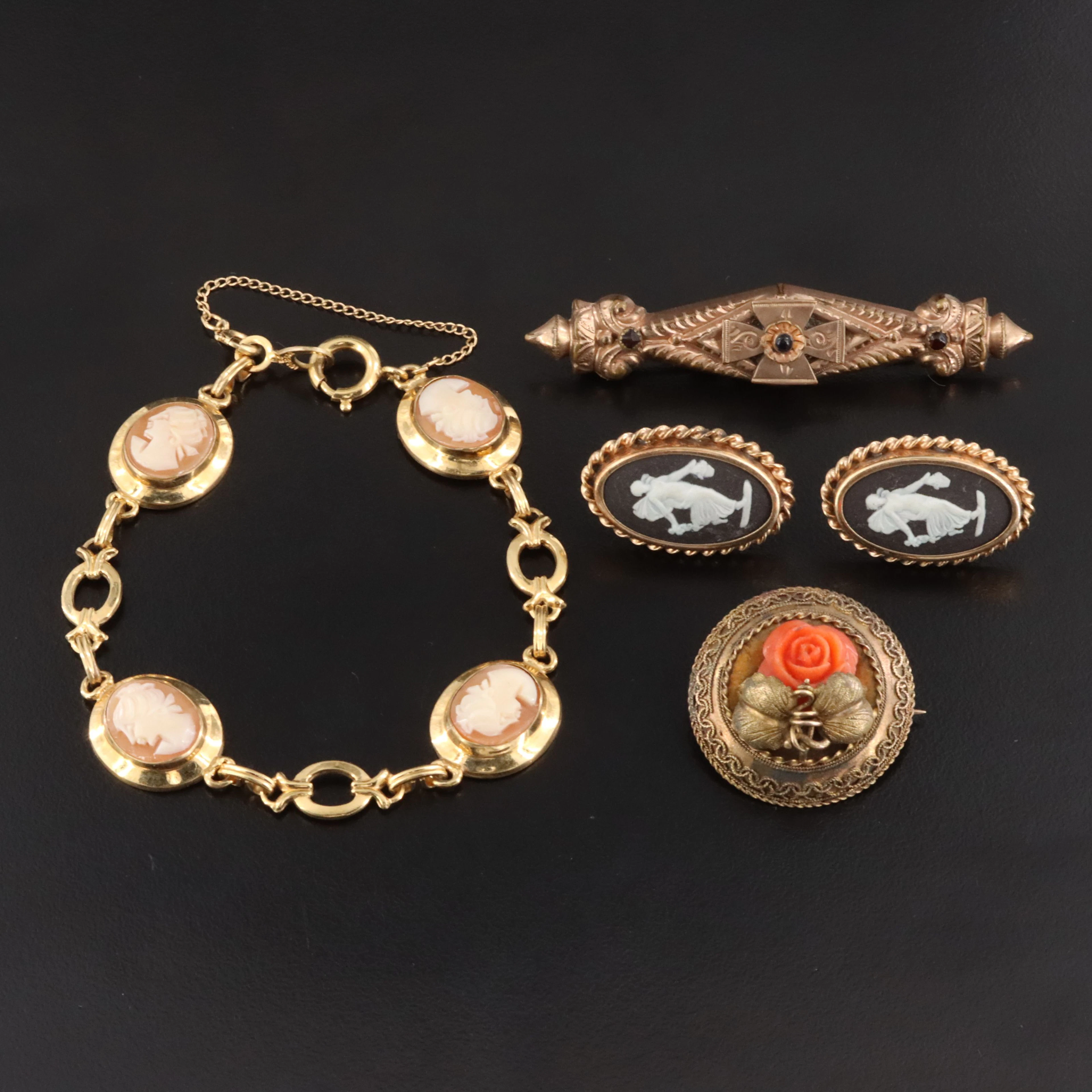 Victorian & Vintage Jewelry Including Coral, Jasperware & Shell