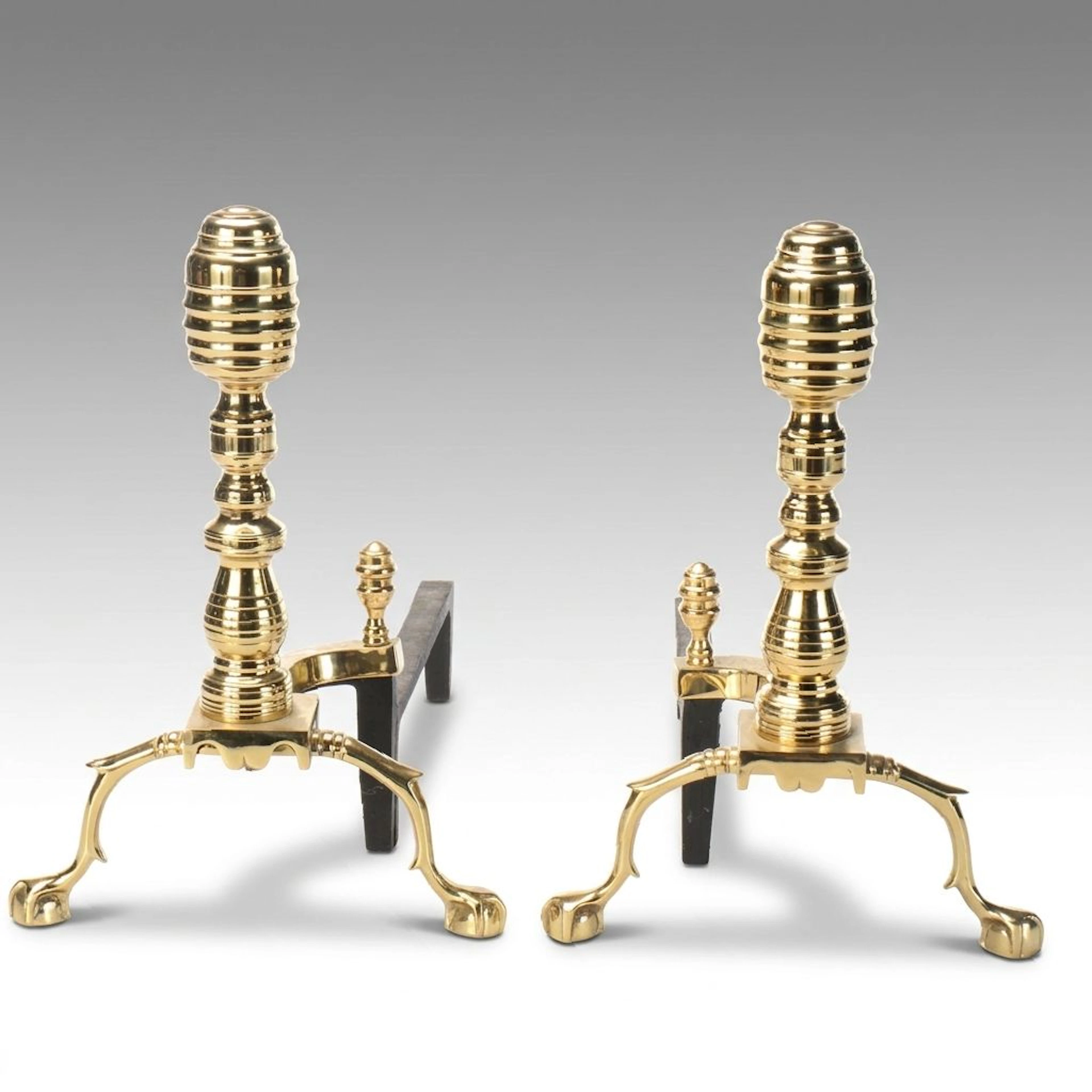 Federal Style Brass Fireplace Andirons