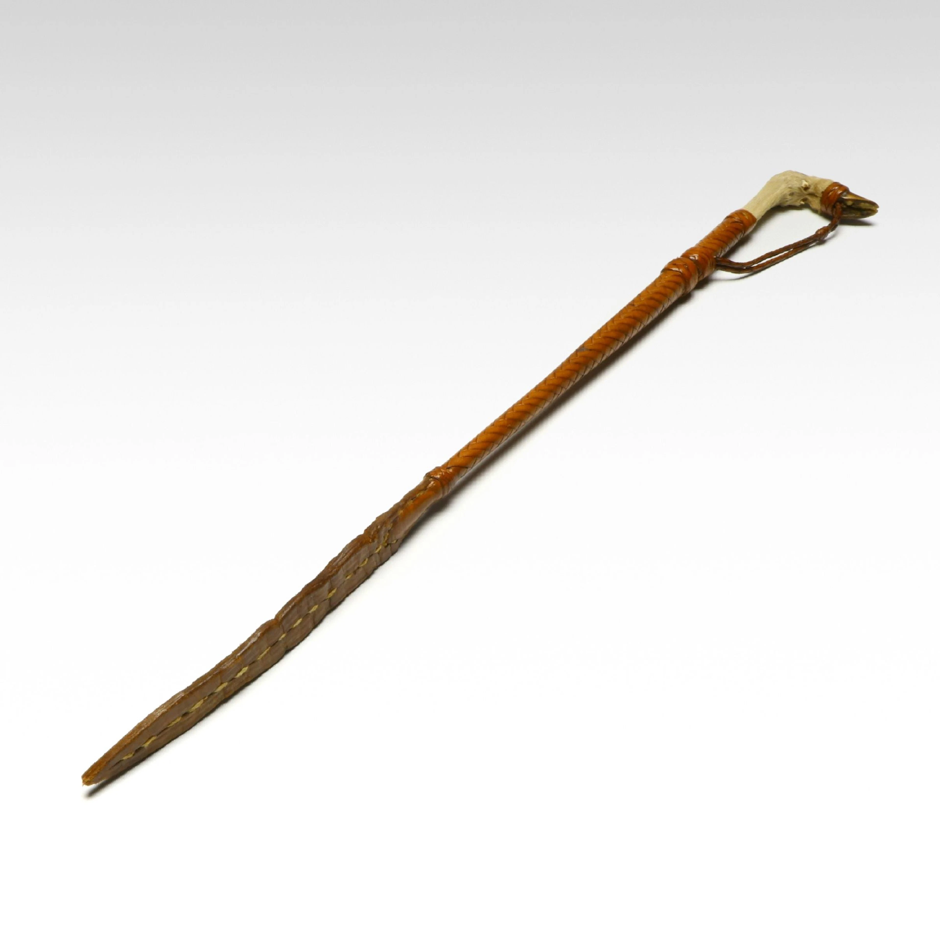 Deer Hoof Handled and Braided Leather Riding Crop, Antique