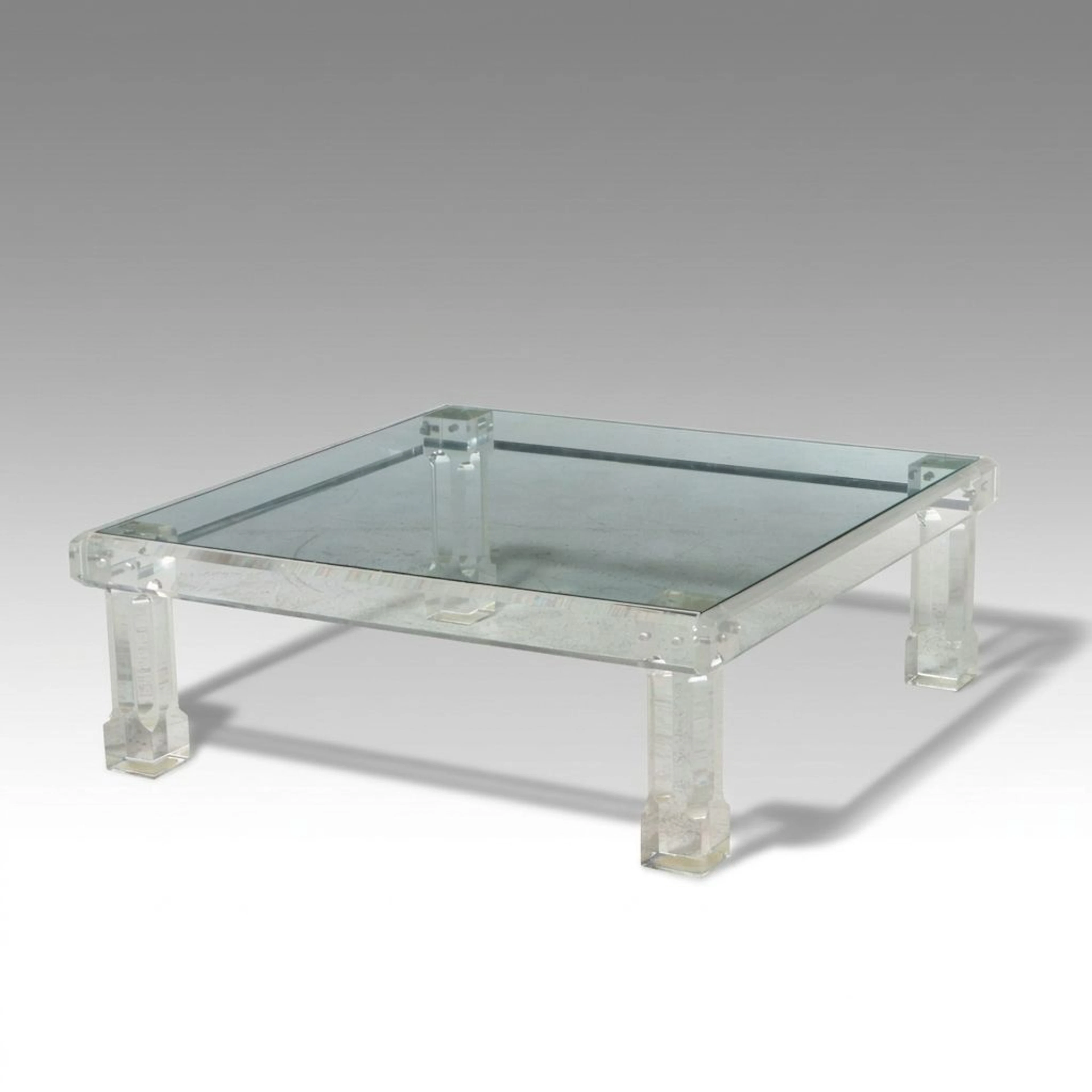 Vintage Square Lucite Coffee Table, Mid to Late 20th Century