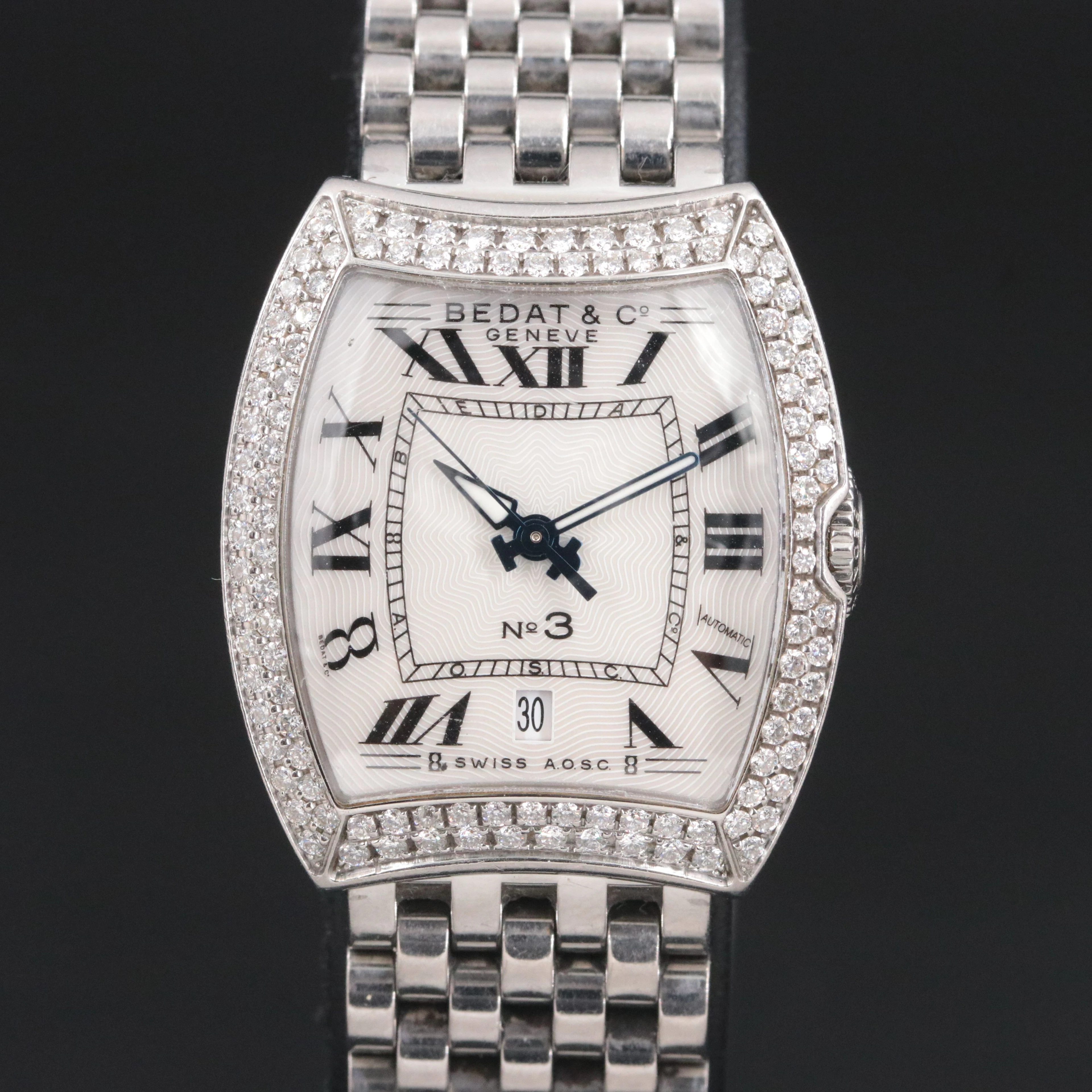 Bedat & Co. Geneve No. 3 Diamond and Stainless Steel Swiss Automatic Watch
