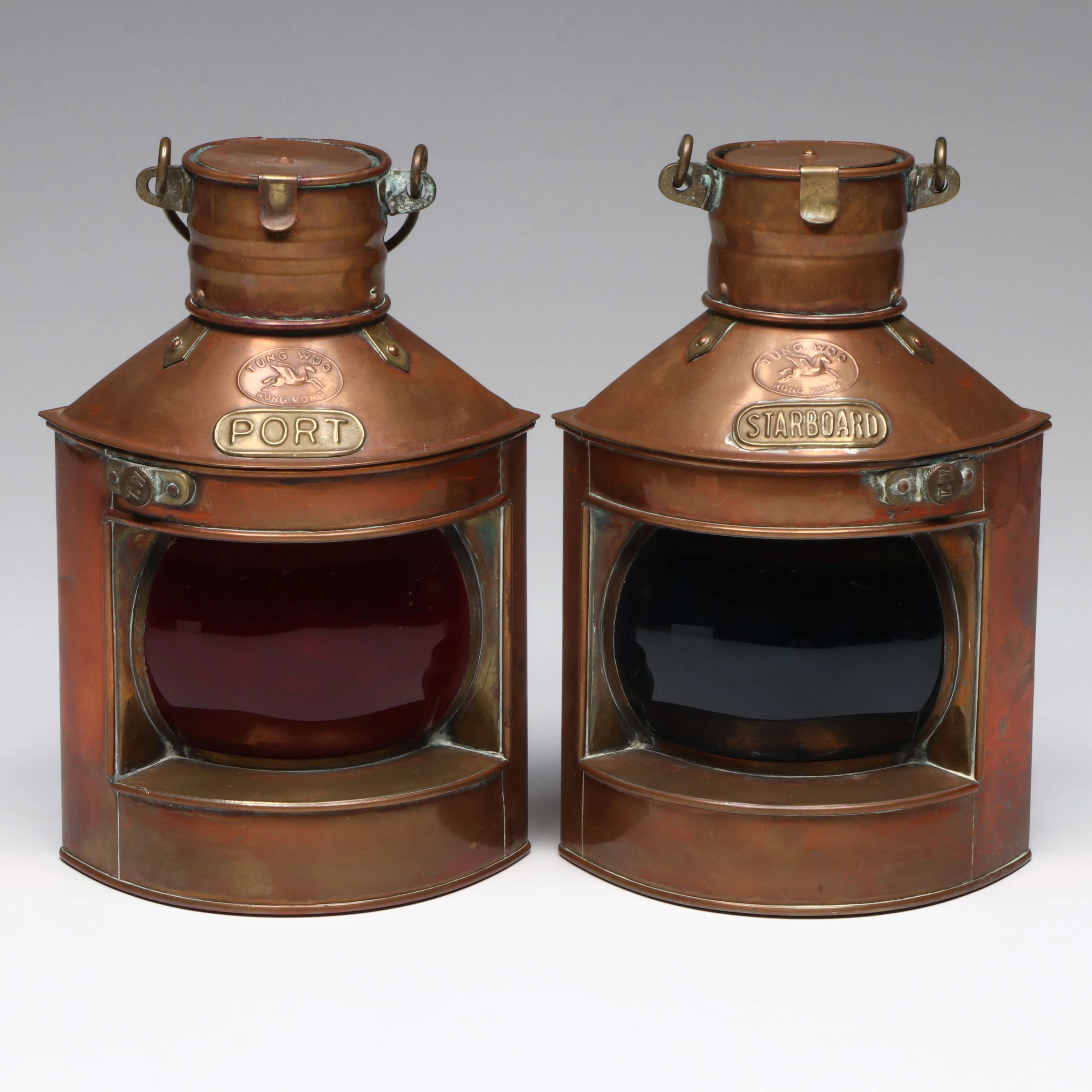 Tung Woo Copper and Brass Ship's Port and Starboard Signal Lanterns