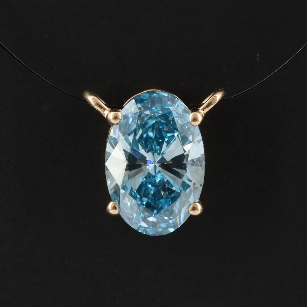 1.52 CT Fancy Blue Lab Grown Diamond in 14K Pendant Setting