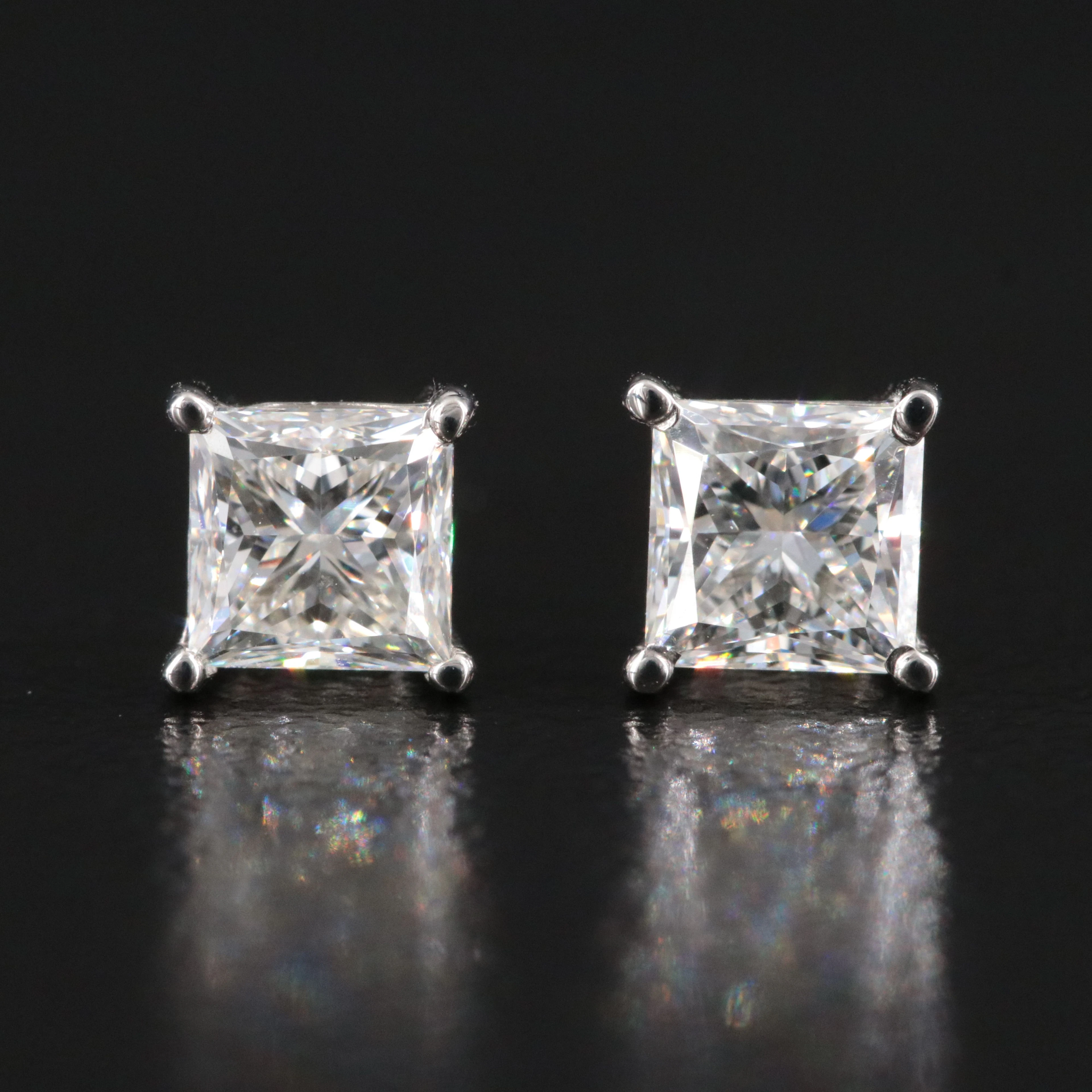Platinum 1.01 CTW Internally Flawless Diamond Earrings with GIA Reports