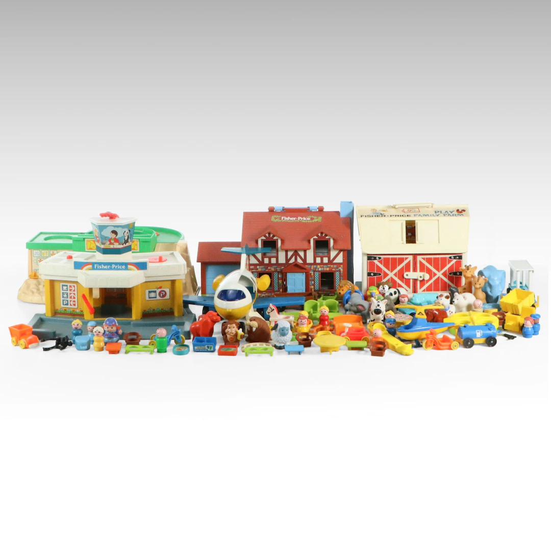 Fisher-Price "Play Family Farm" and "Tudor House" with More Toys, 20th Century