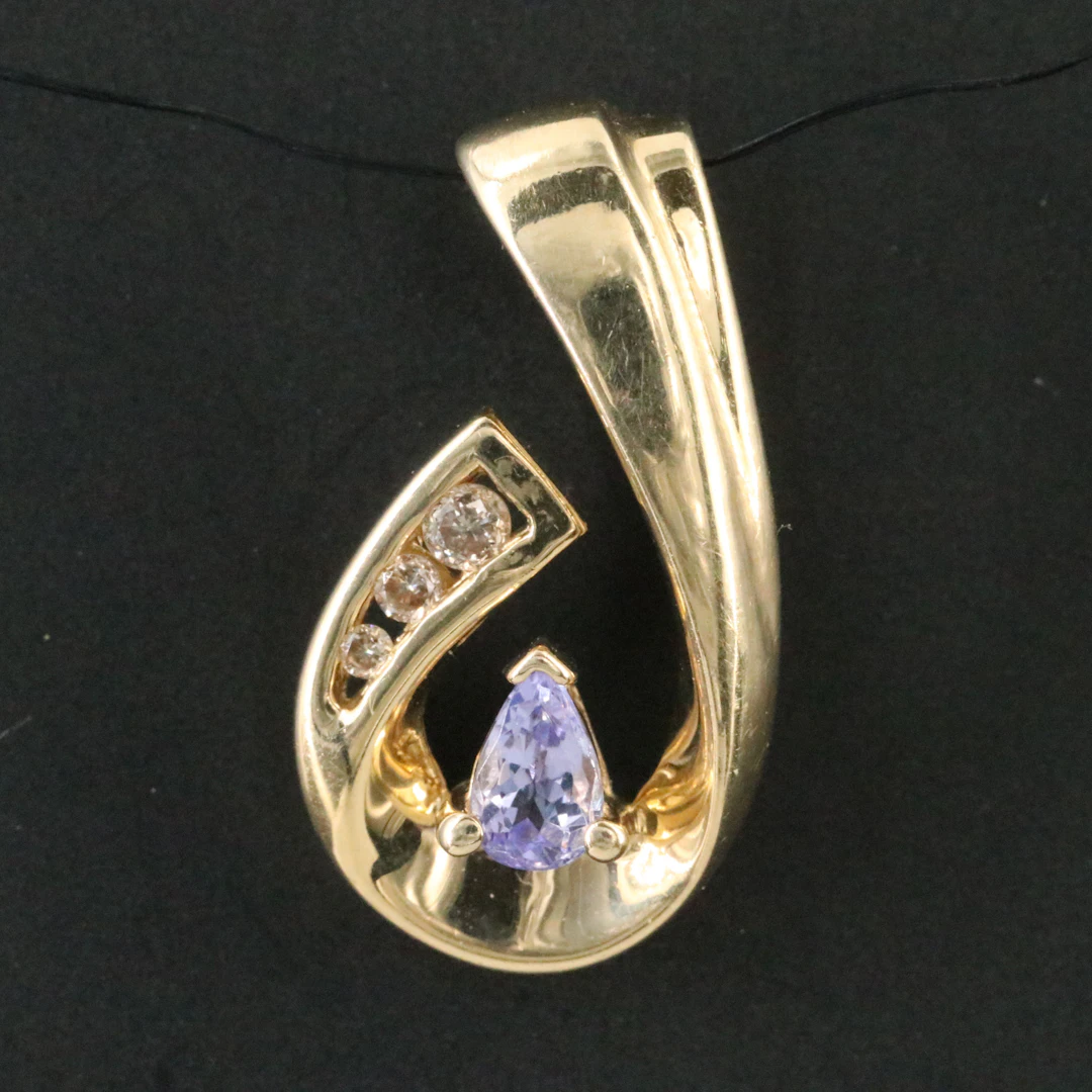 14K Tanzanite and Diamond Swirl Pendant