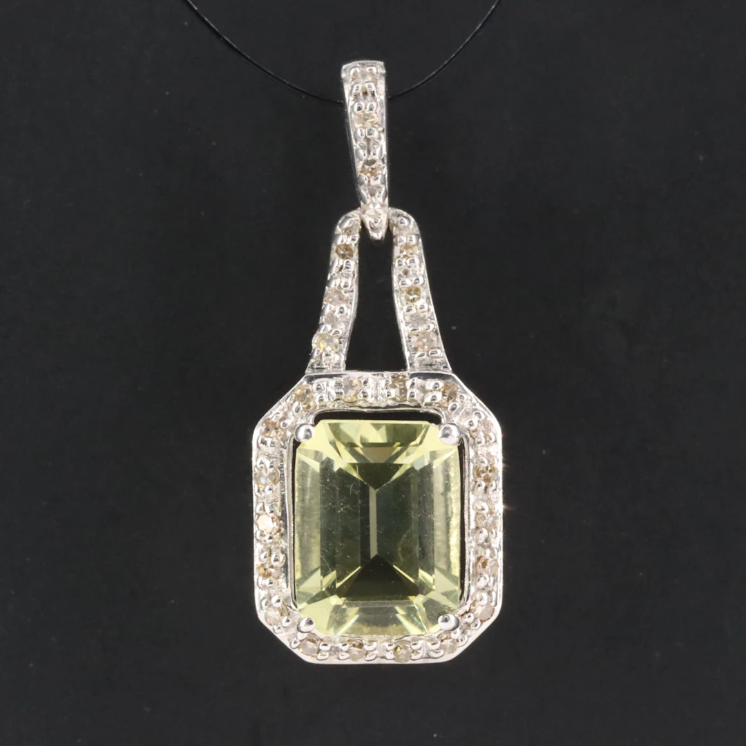 Sterling Yellow Sapphire and Diamond Pendant
