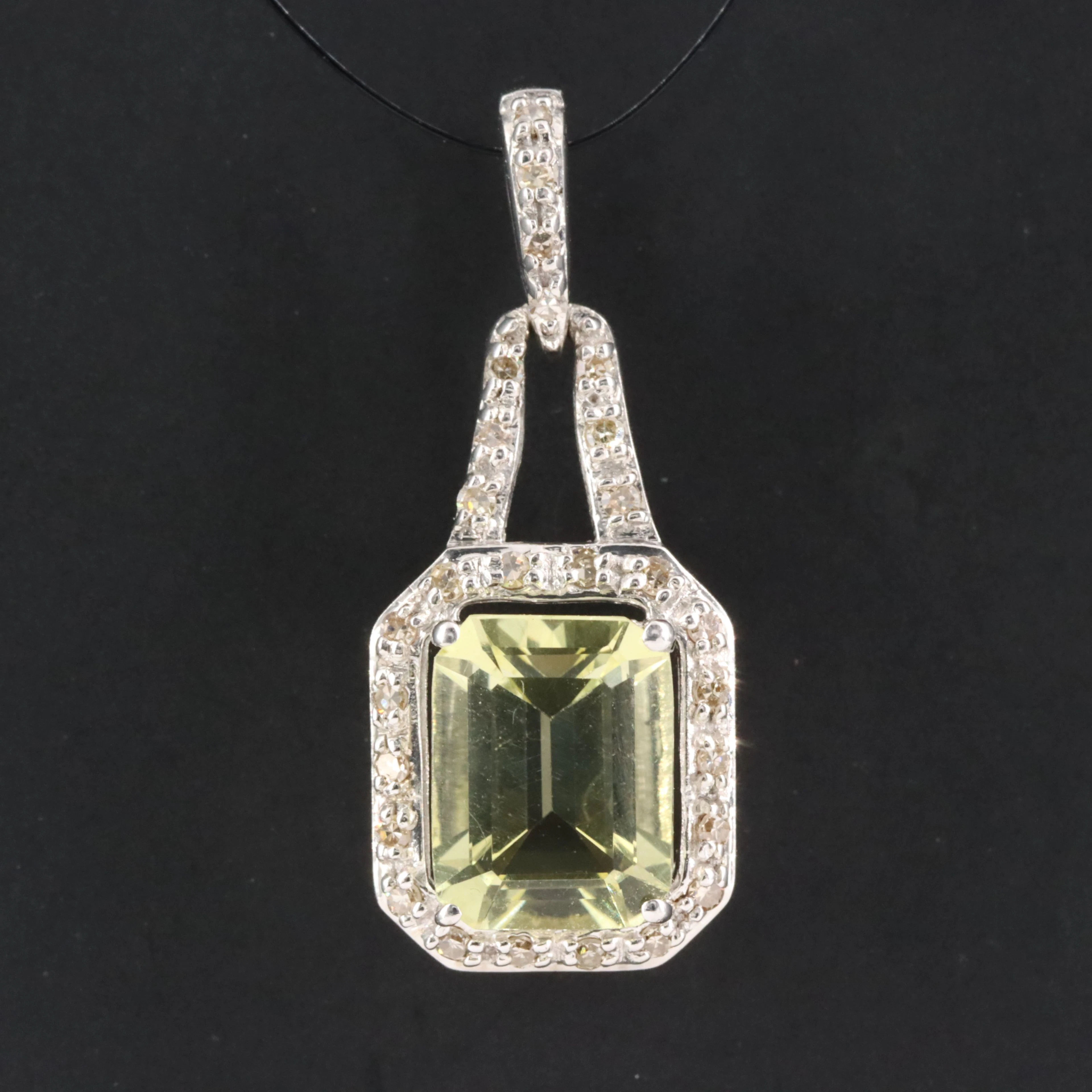Sterling Yellow Sapphire and Diamond Pendant