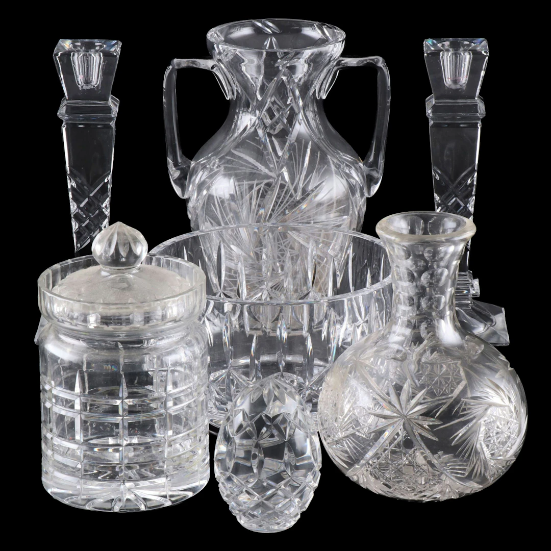 American Brilliant Cut Glass Carafe with Waterford and Tableware and Decor
