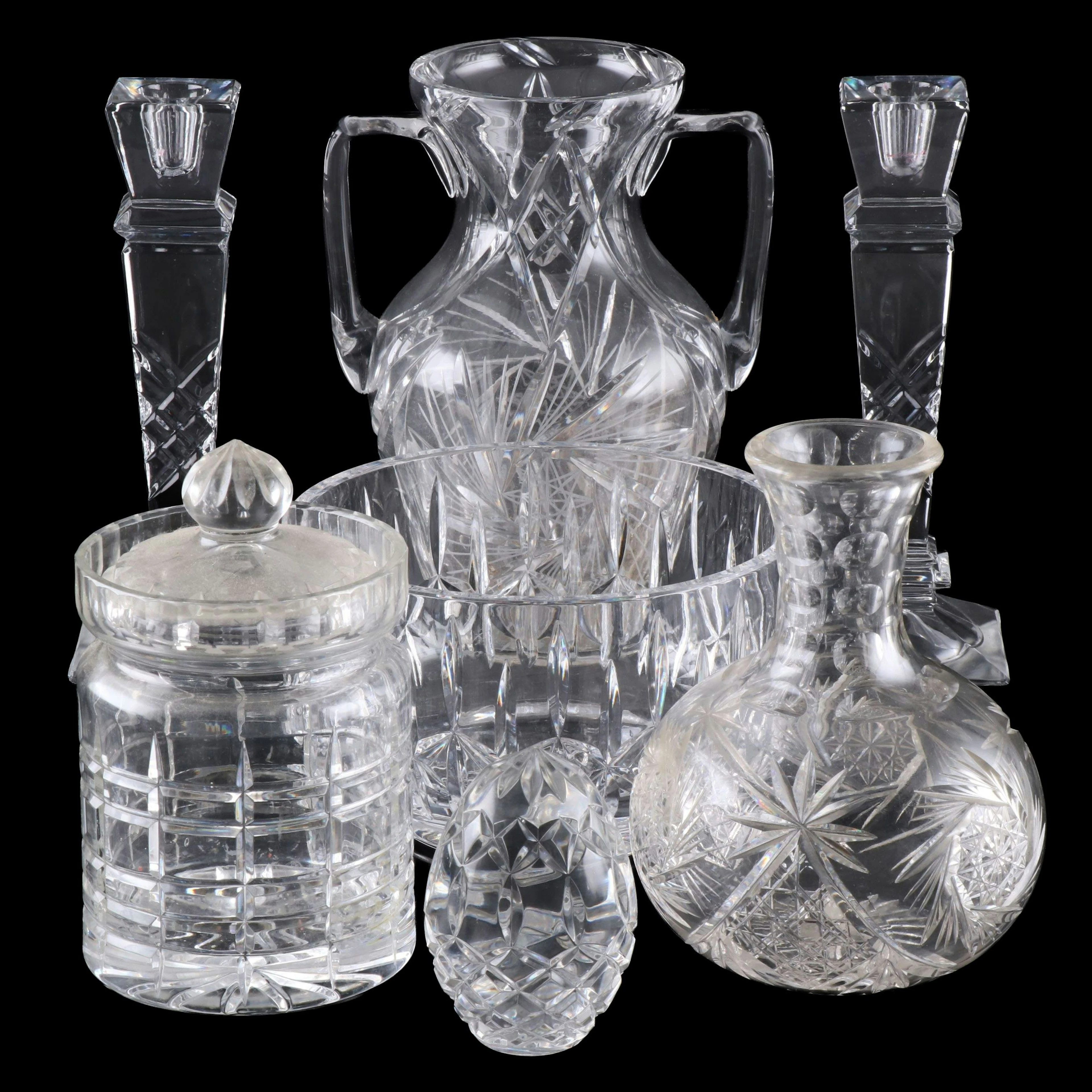 American Brilliant Cut Glass Carafe with Waterford and Tableware and Decor