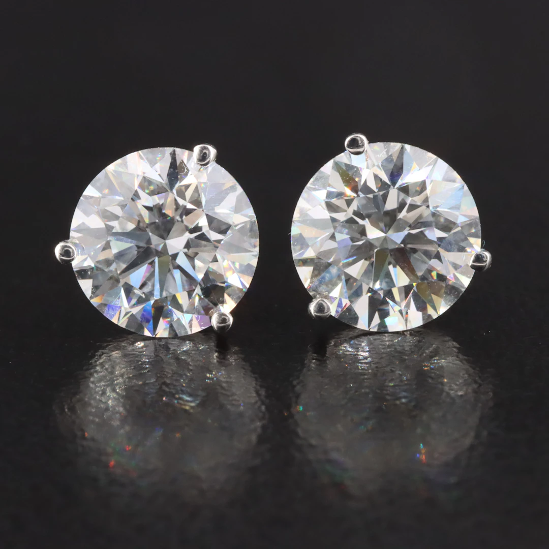 14K 4.20 CTW Lab Grown Diamond Solitaire Earrings with IGI Reports
