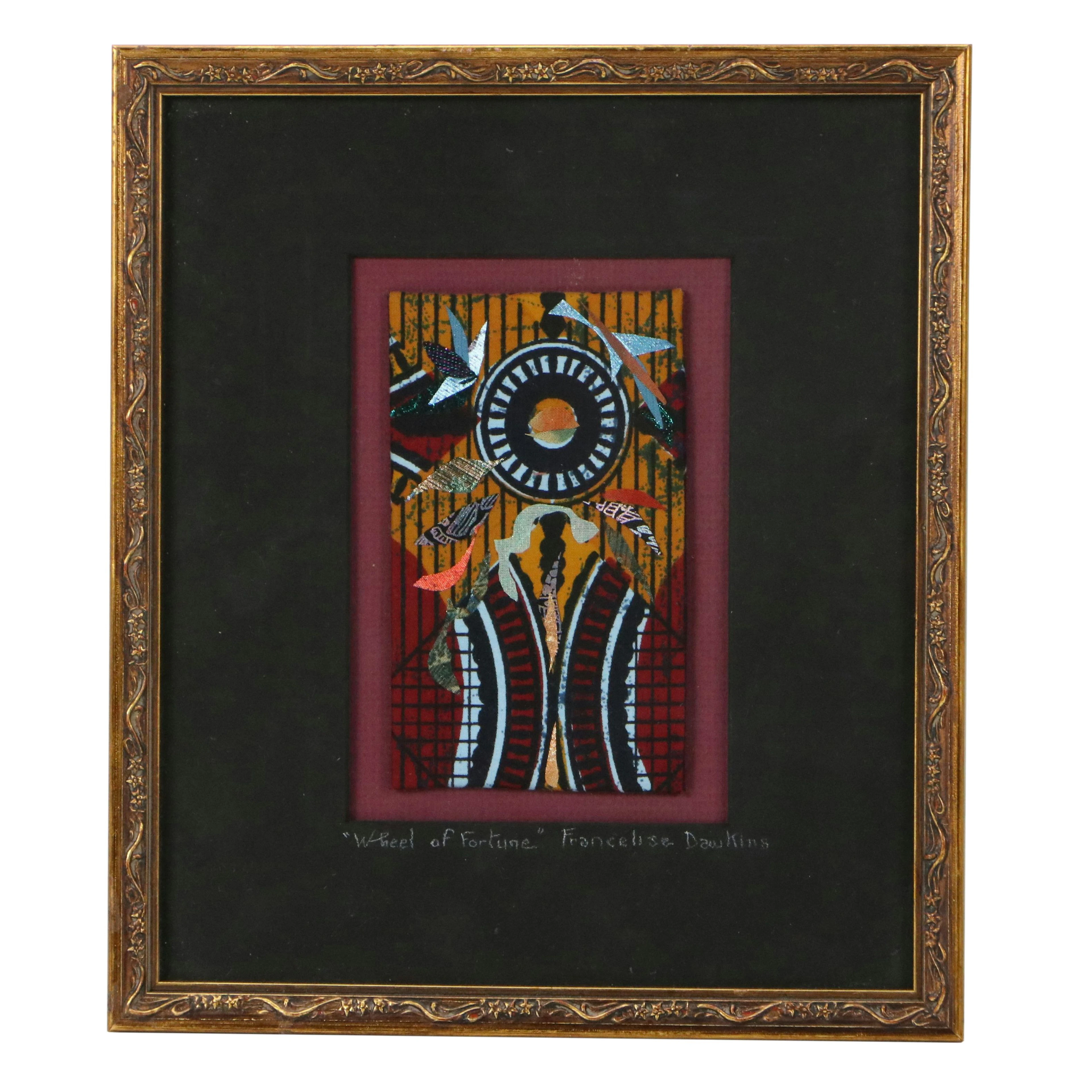 Francelise Dawkins Fabric Collage "Wheel of Fortune," 21st Century