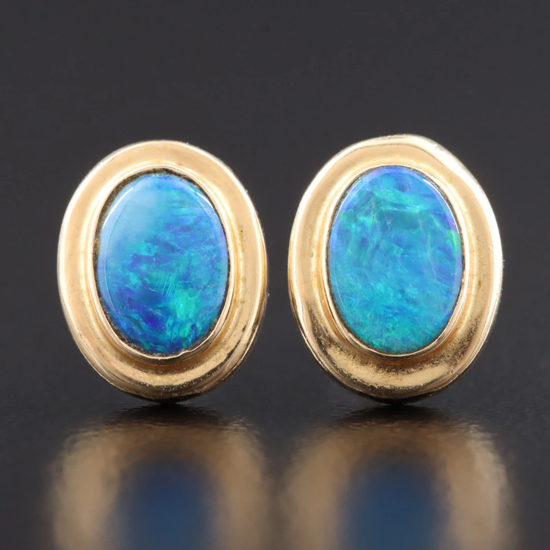 14K Opal Doublet Earrings