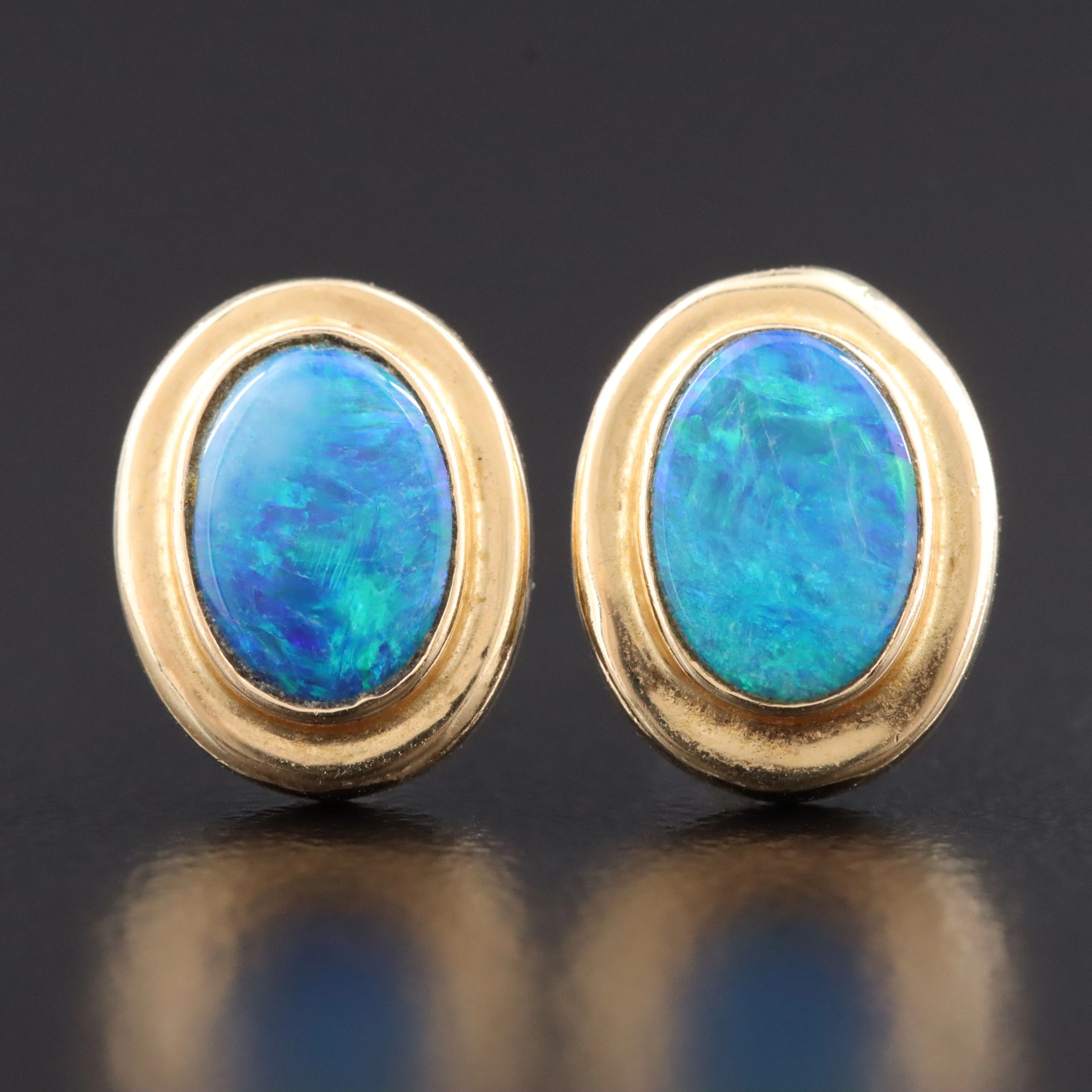 14K Opal Doublet Earrings