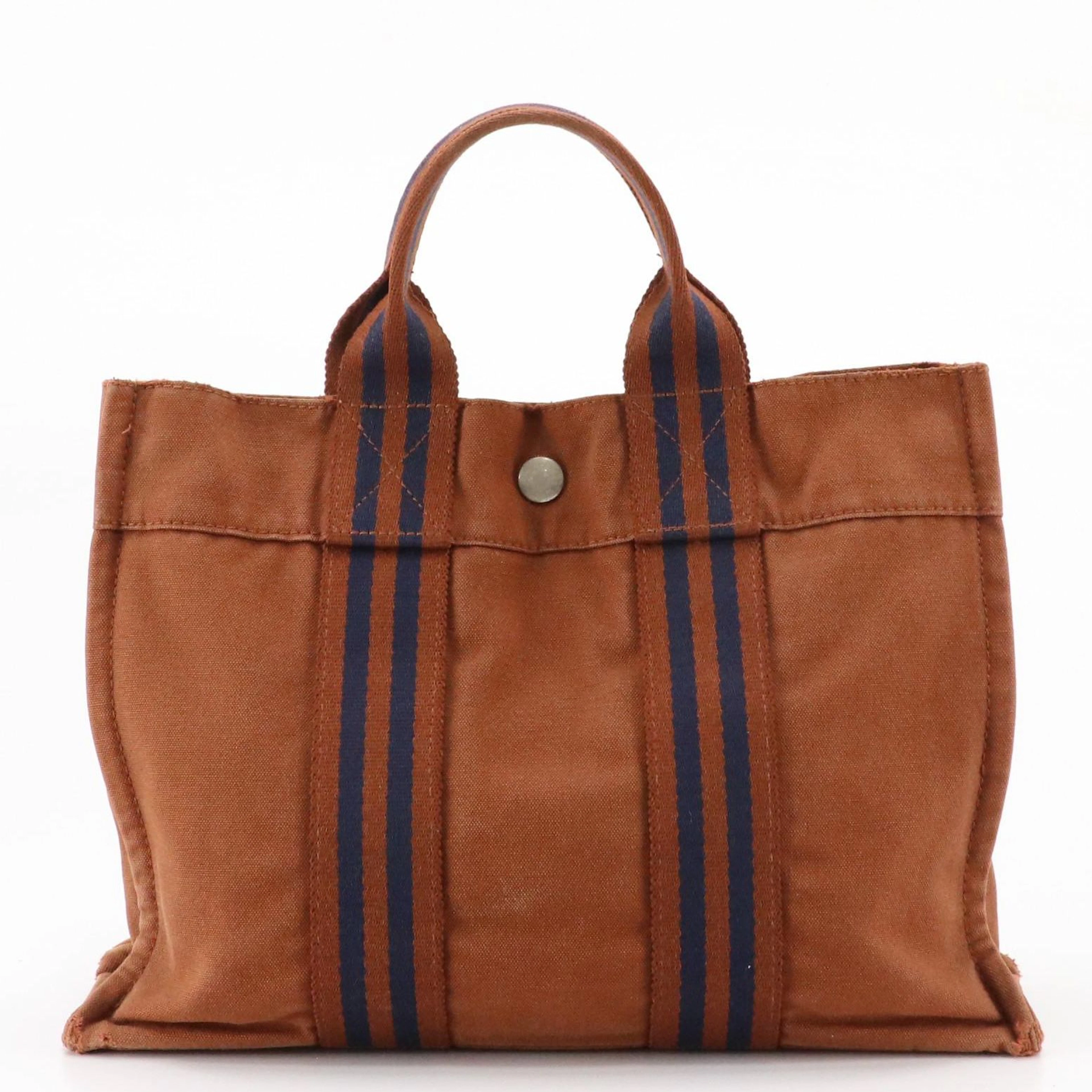Hermès Fourre-Tout PM Handbag in Rust Cotton Canvas