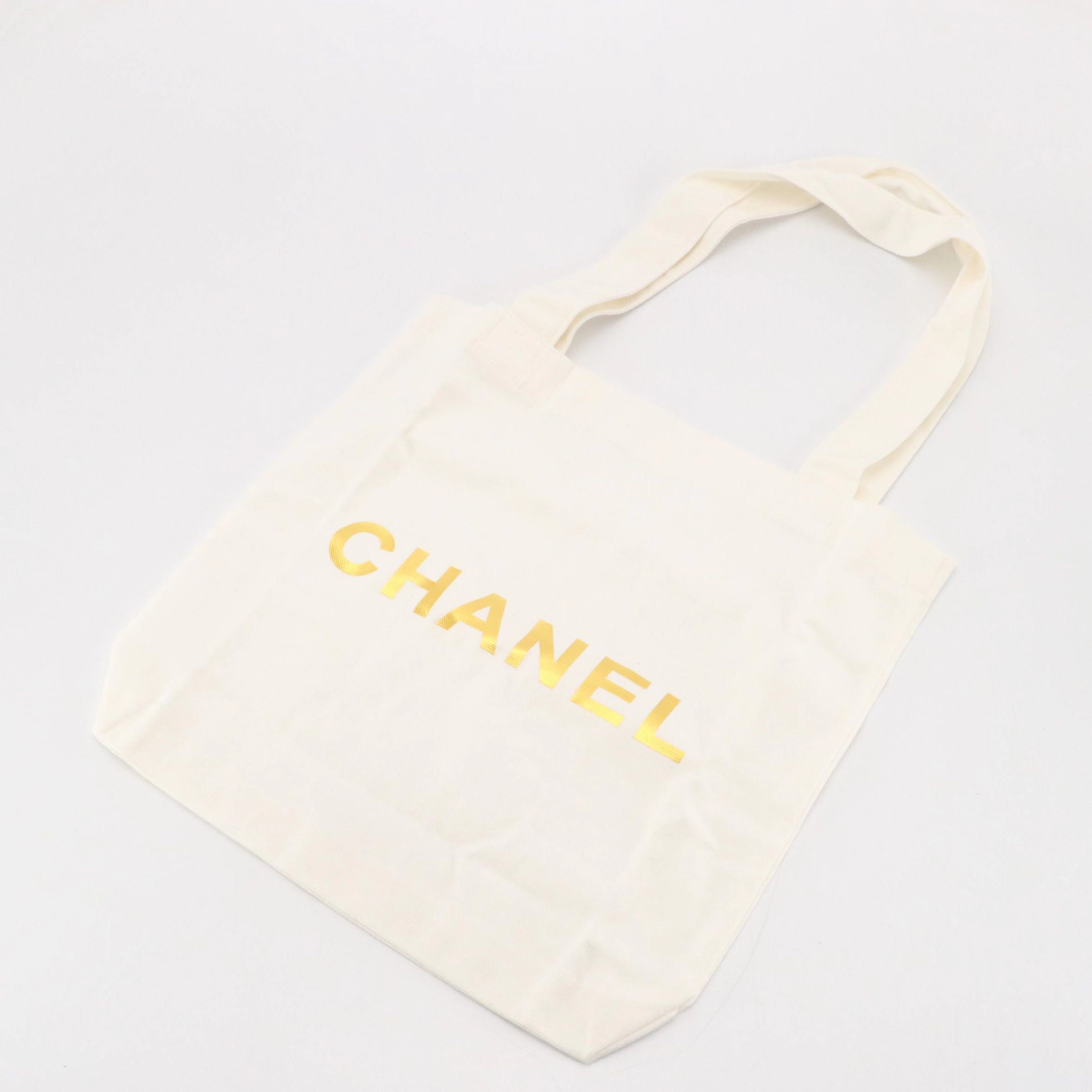 Chanel Beauté Logo Tote Bag in White Cotton Canvas, With Box