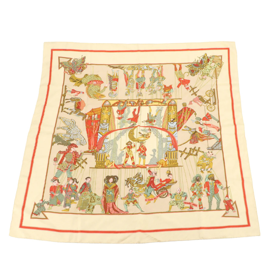 Hermès "Les Temps des Marionnettes" Scarf 90 in Silk Twill